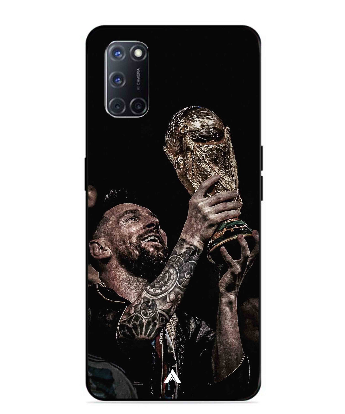 Messi Cup Football Aesthetic Metal Back Cover Phone Case for Oppo A52