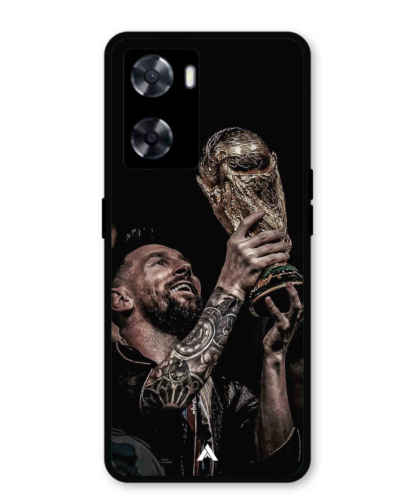 Messi Cup Football Aesthetic Metal Back Cover Phone Case for Oppo A57