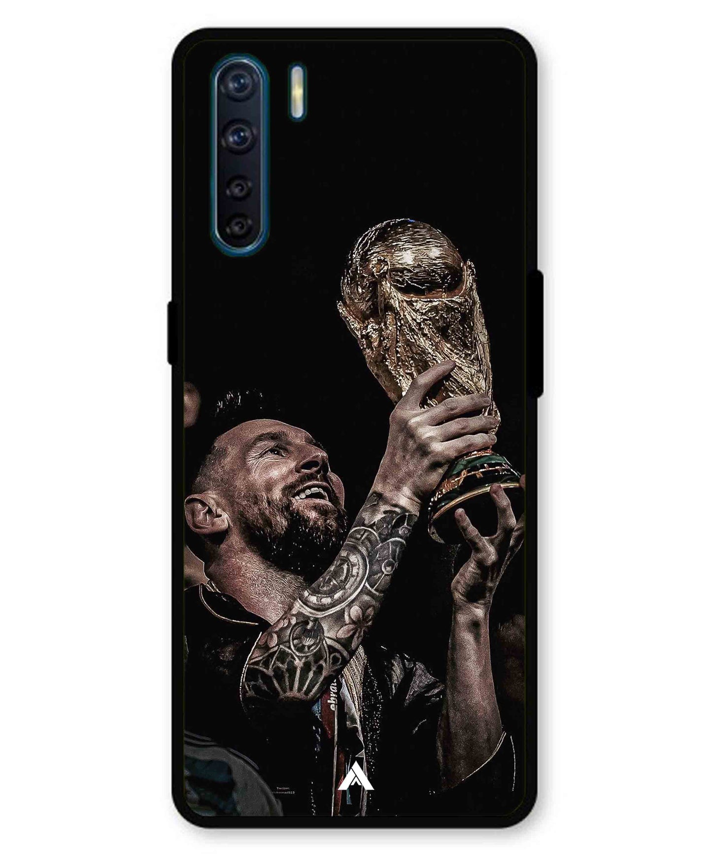 Messi Cup Football Aesthetic Metal Back Cover Phone Case for Oppo F15
