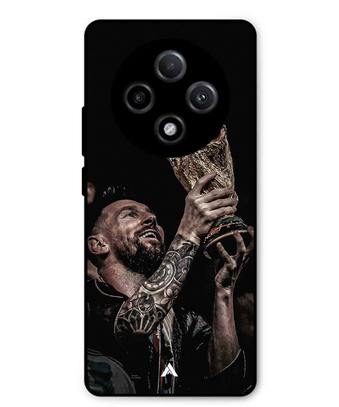 Messi Cup Football Aesthetic Metal Back Cover Phone Case for Oppo F27 Pro Plus