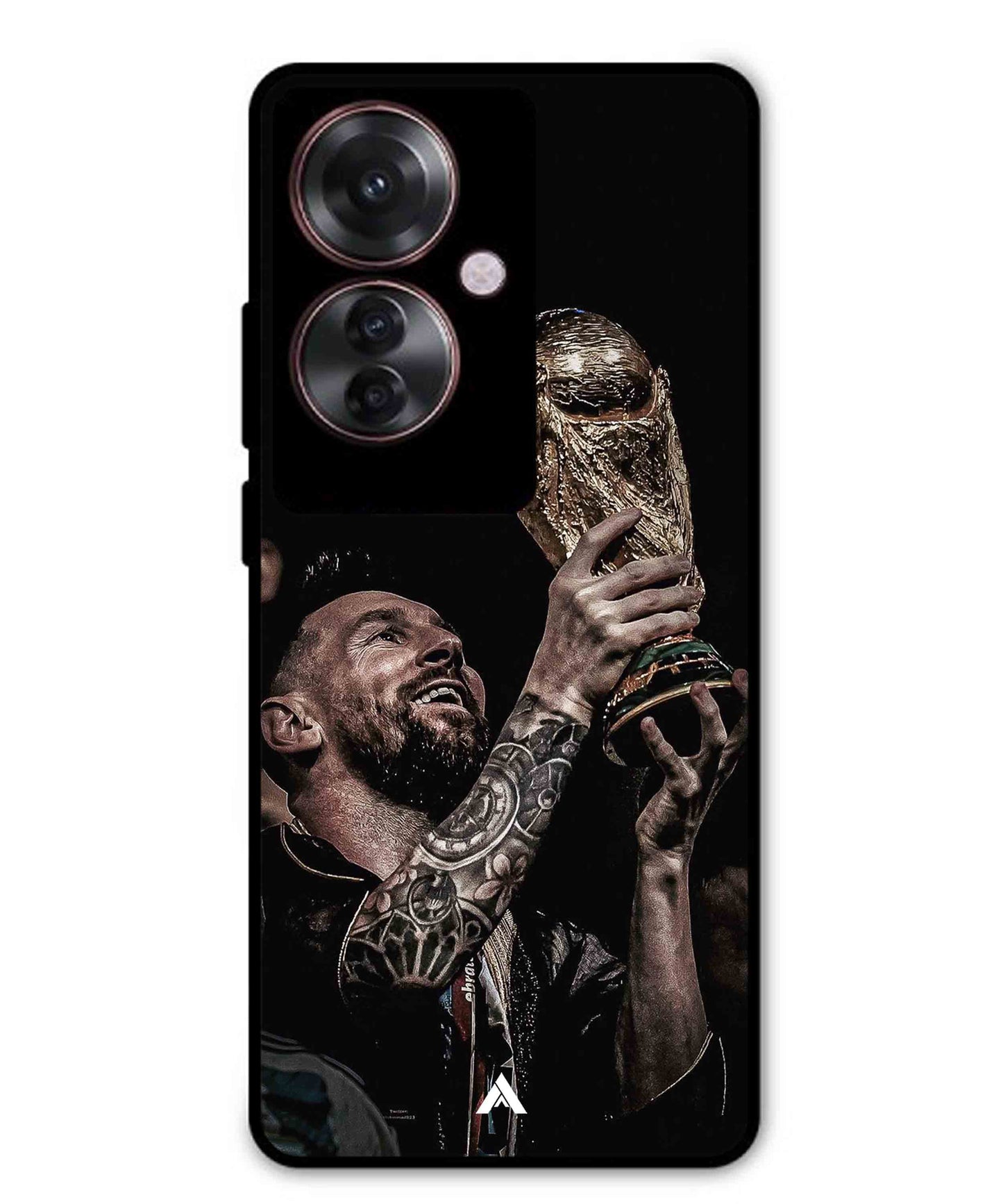 Messi Cup Football Aesthetic Metal Back Cover Phone Case for Oppo Reno 11F