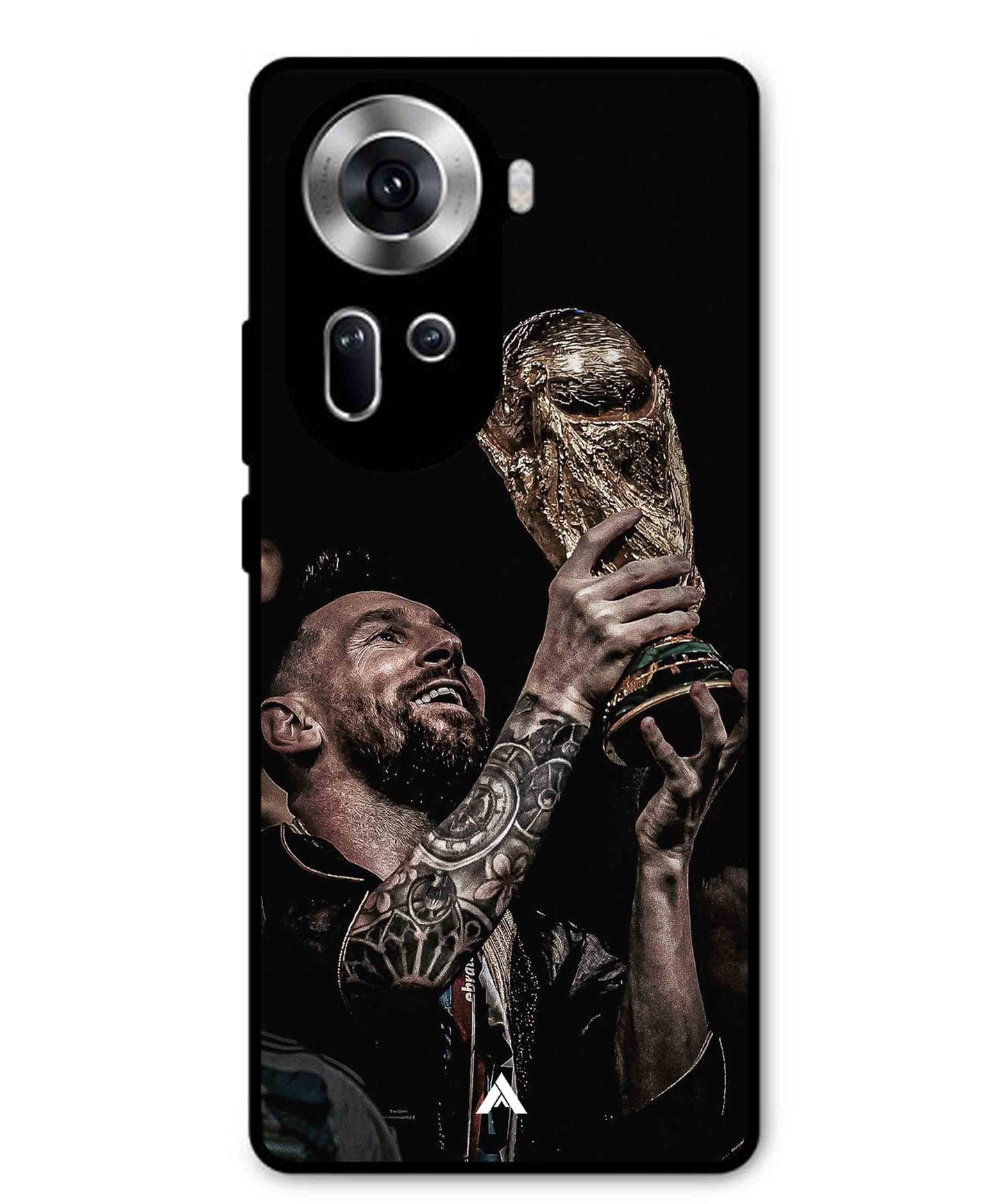 Messi Cup Football Aesthetic Metal Back Cover Phone Case for Oppo Reno 11
