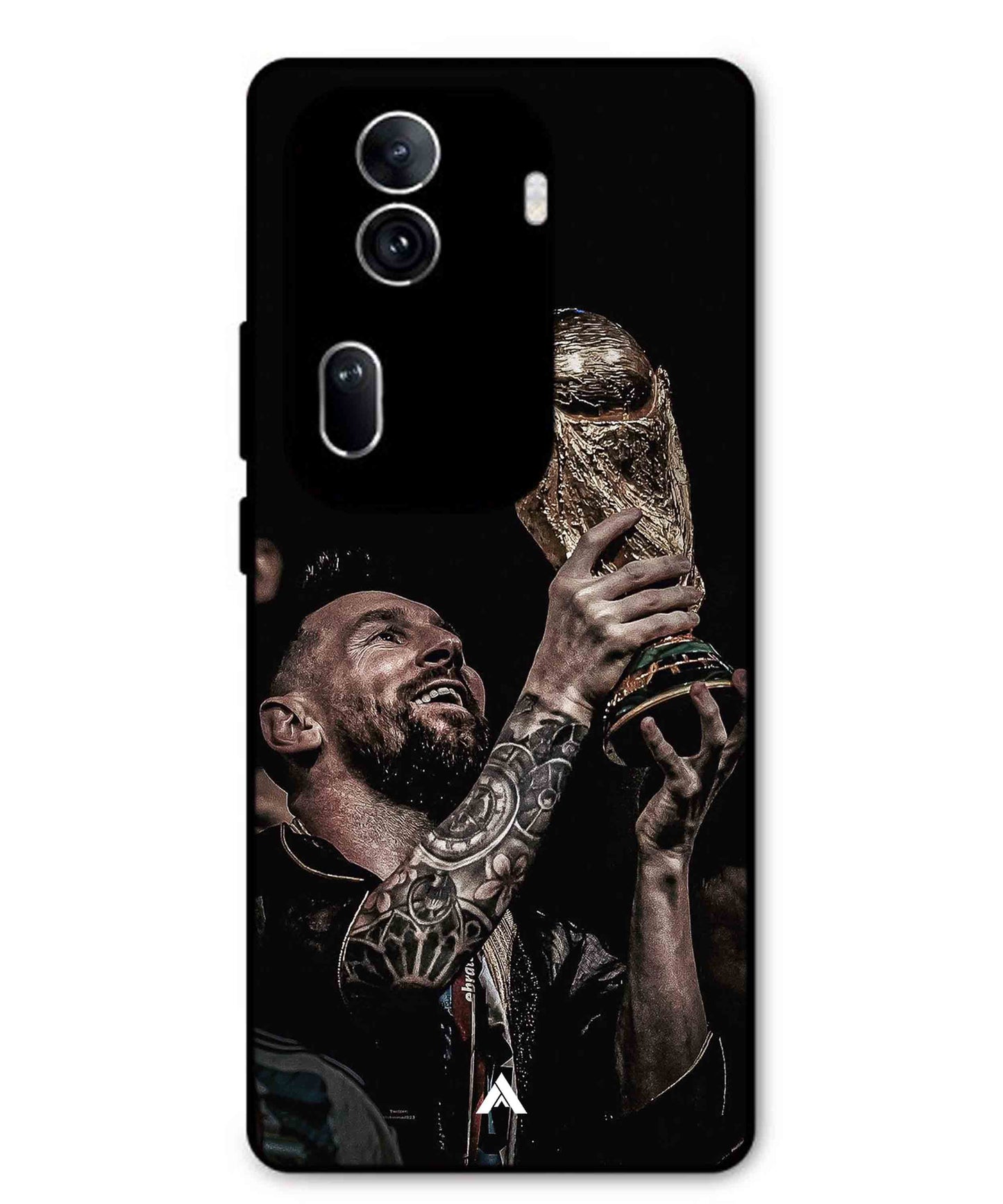 Messi Cup Football Aesthetic Metal Back Cover Phone Case for Oppo Reno 11 Pro