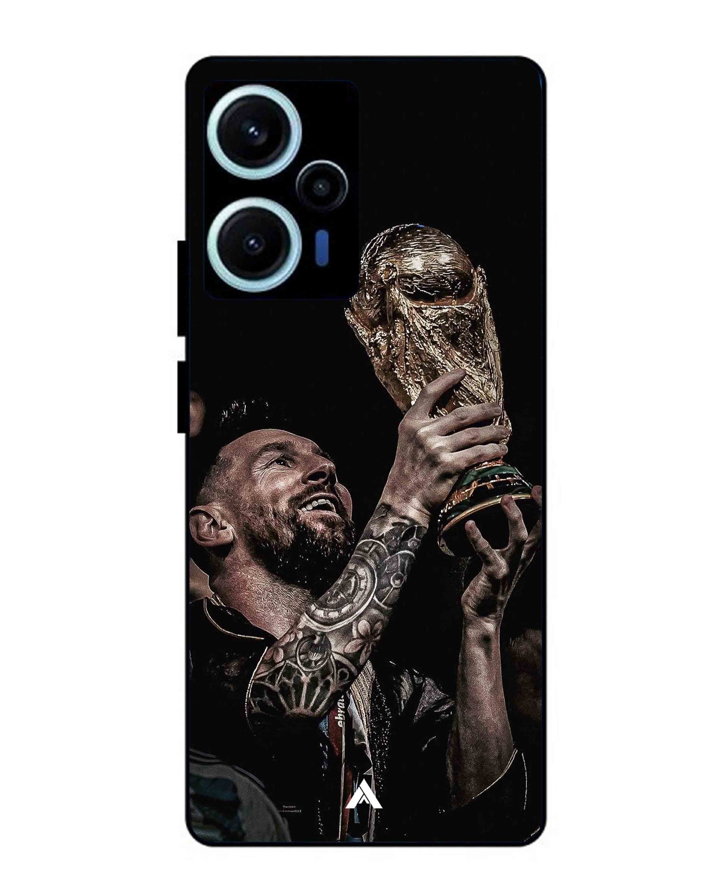 Messi Cup Football Aesthetic Metal Back Cover Phone Case for Poco F5