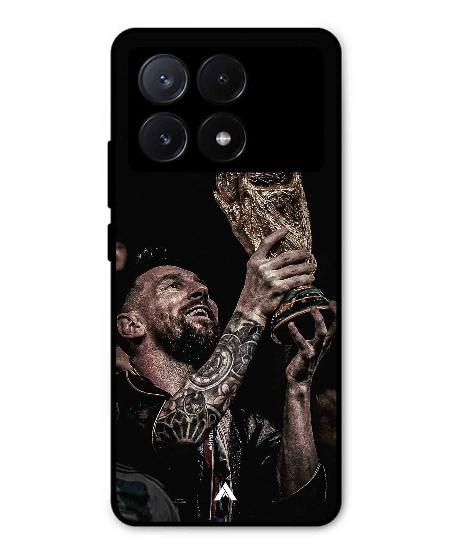 Messi Cup Football Aesthetic Metal Back Cover Phone Case for Poco X6 Pro