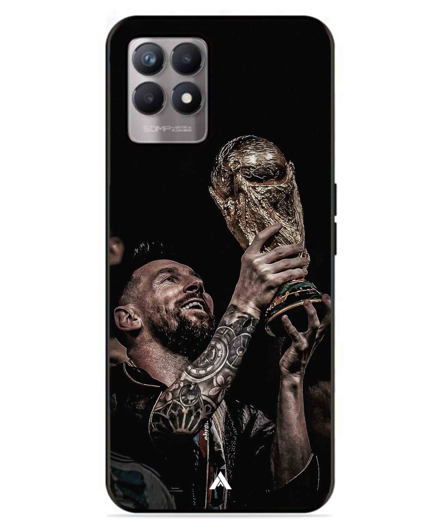 Messi Cup Football Aesthetic Metal Back Cover Phone Case for Realme 8i