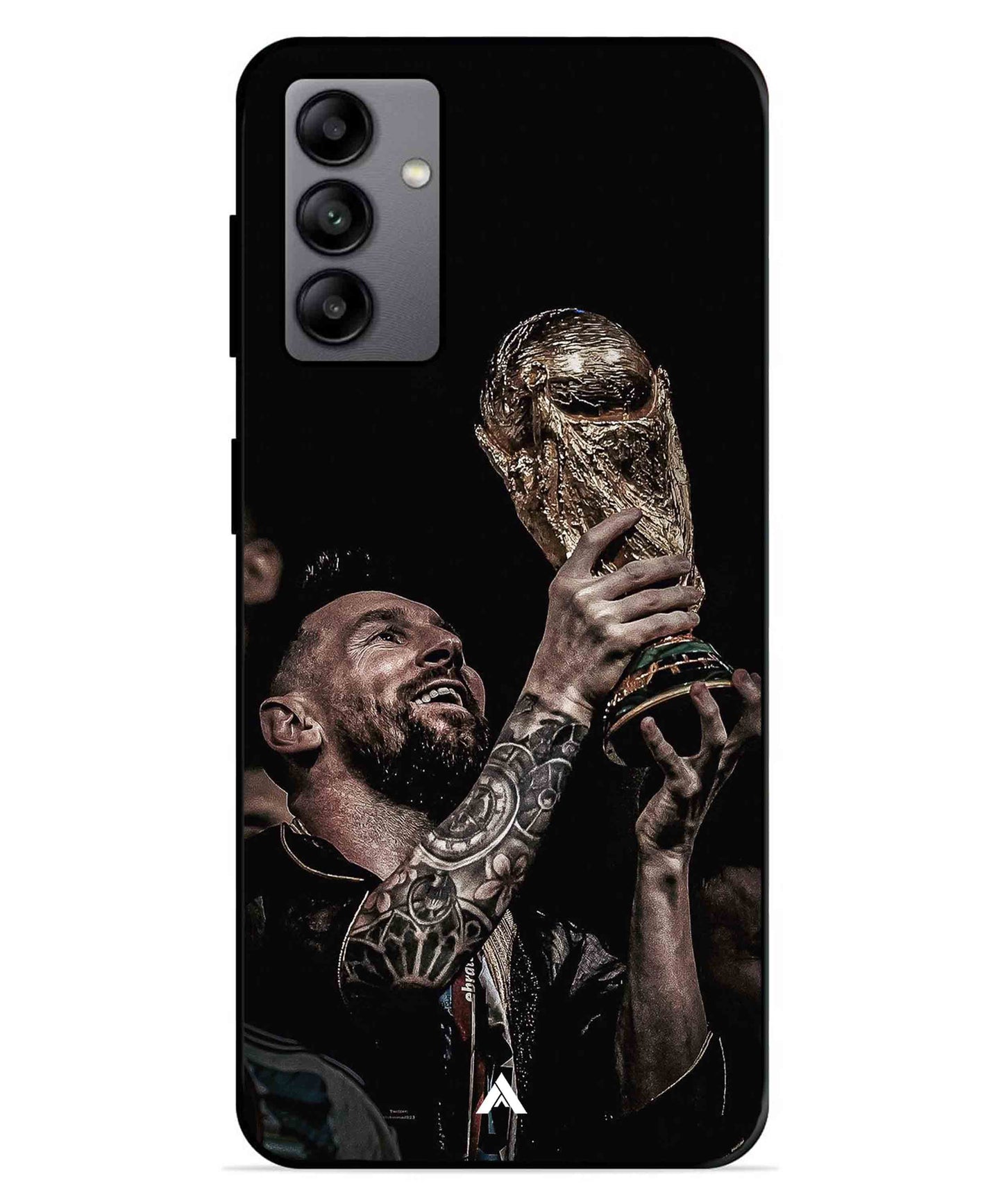 Messi Cup Football Aesthetic Metal Back Cover Phone Case for Samsung Galaxy A04s