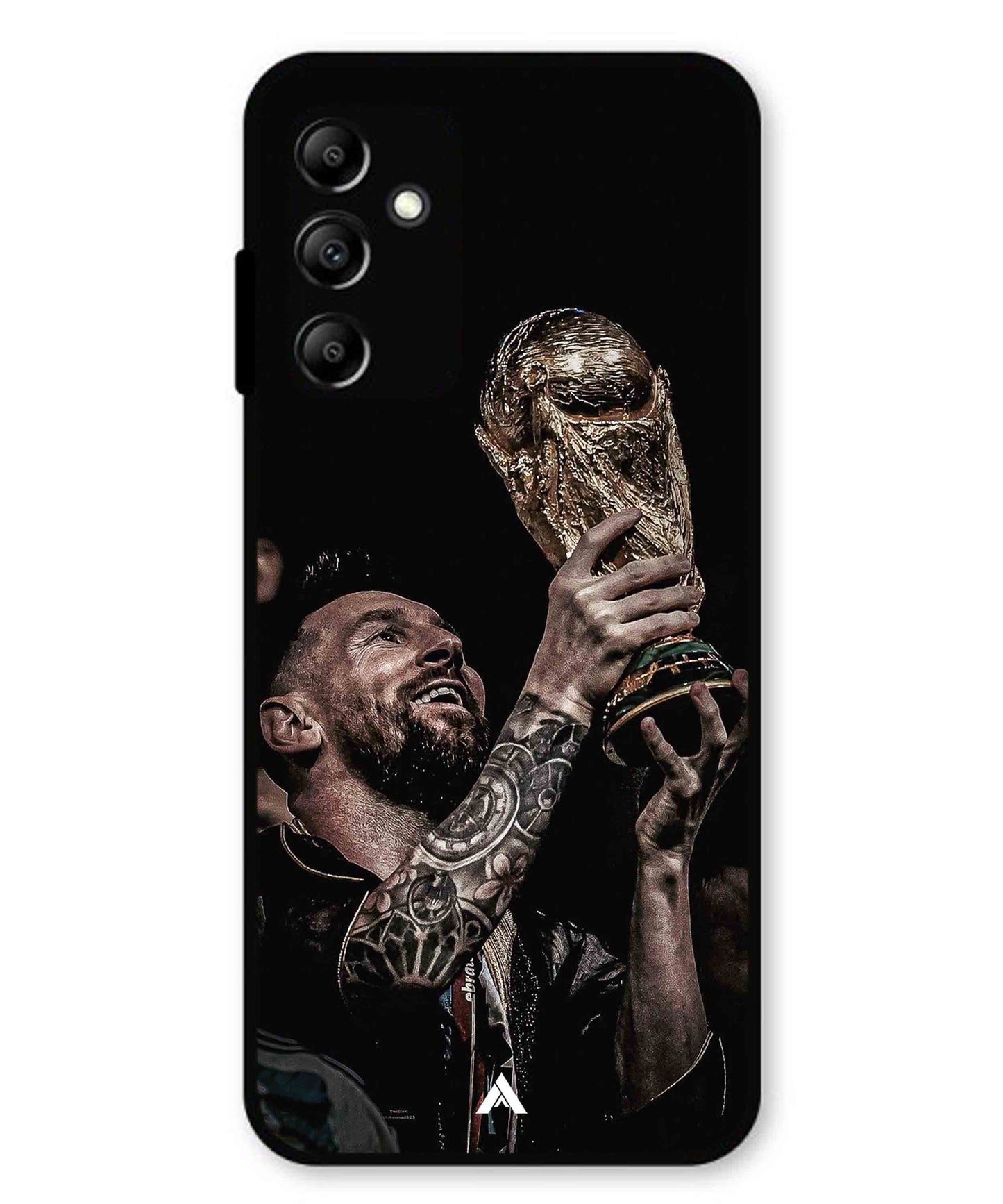 Messi Cup Football Aesthetic Metal Back Cover Phone Case for Samsung Galaxy A14 5G