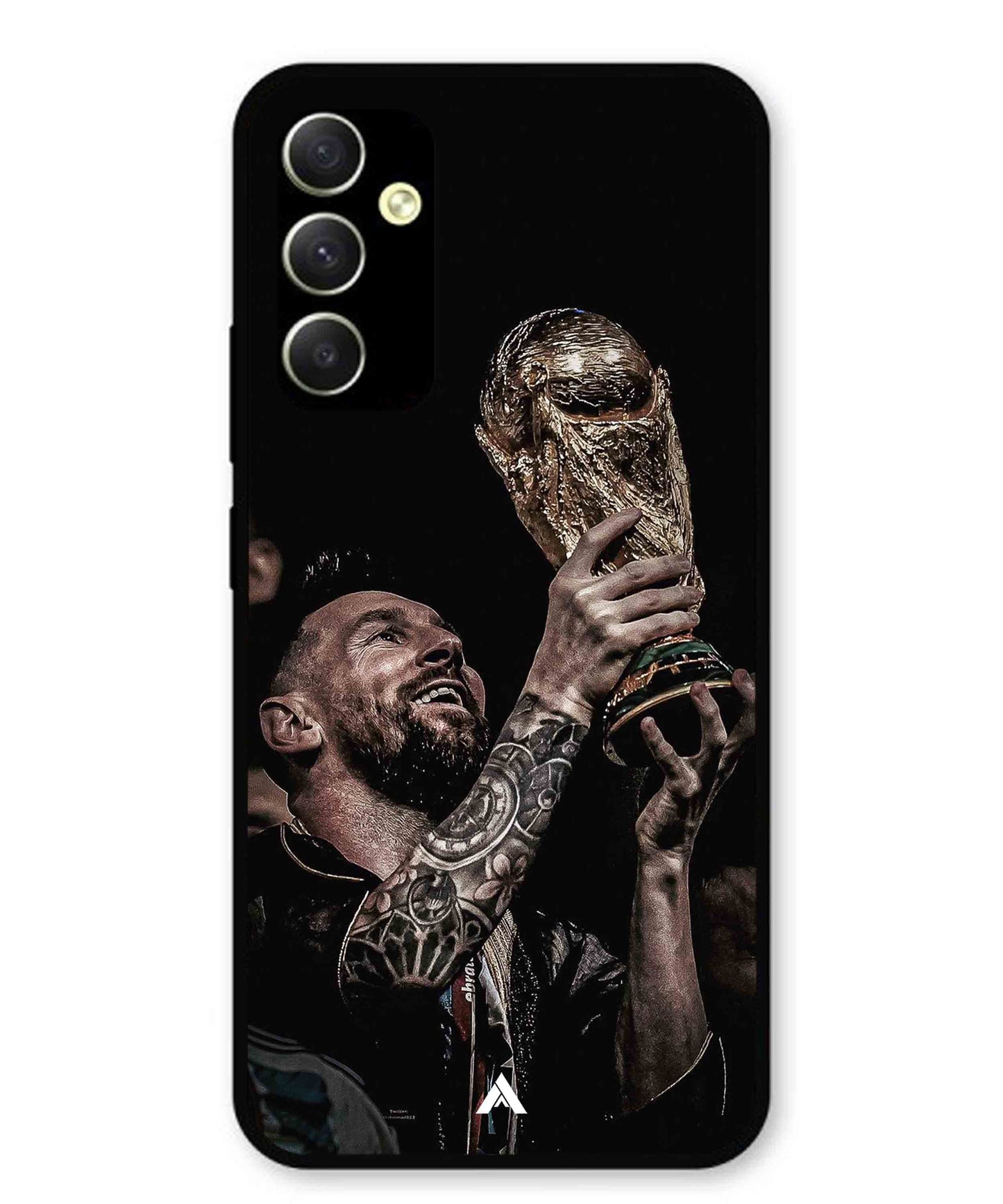 Messi Cup Football Aesthetic Metal Back Cover Phone Case for Samsung Galaxy A34 5G