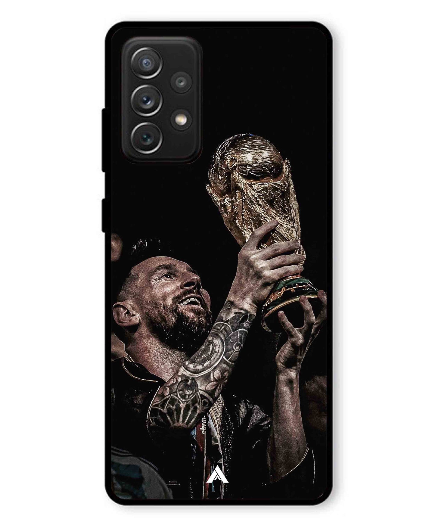 Messi Cup Football Aesthetic Metal Back Cover Phone Case for Samsung Galaxy A72