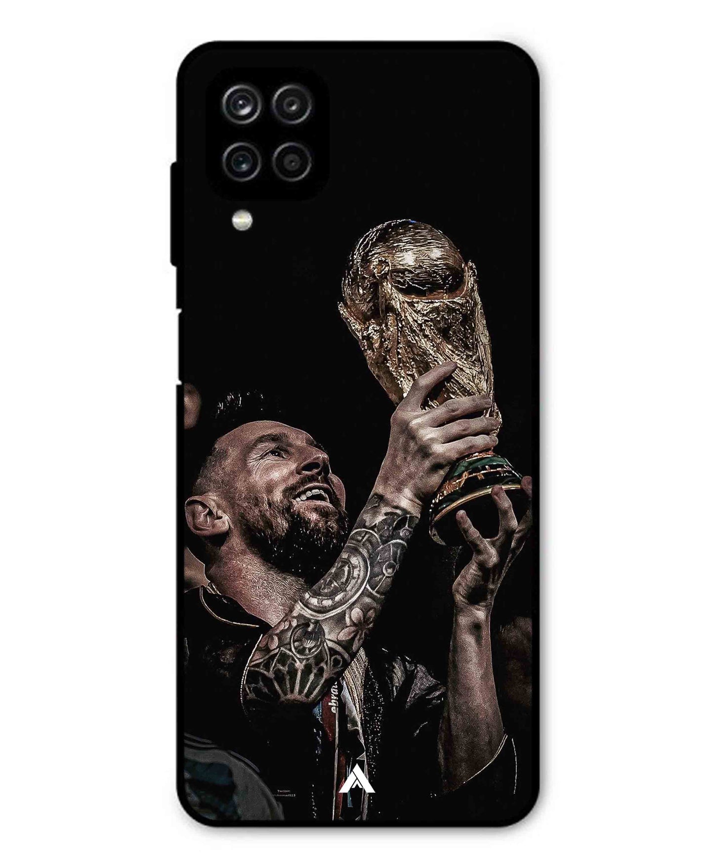 Messi Cup Football Aesthetic Metal Back Cover Phone Case for Samsung Galaxy F12