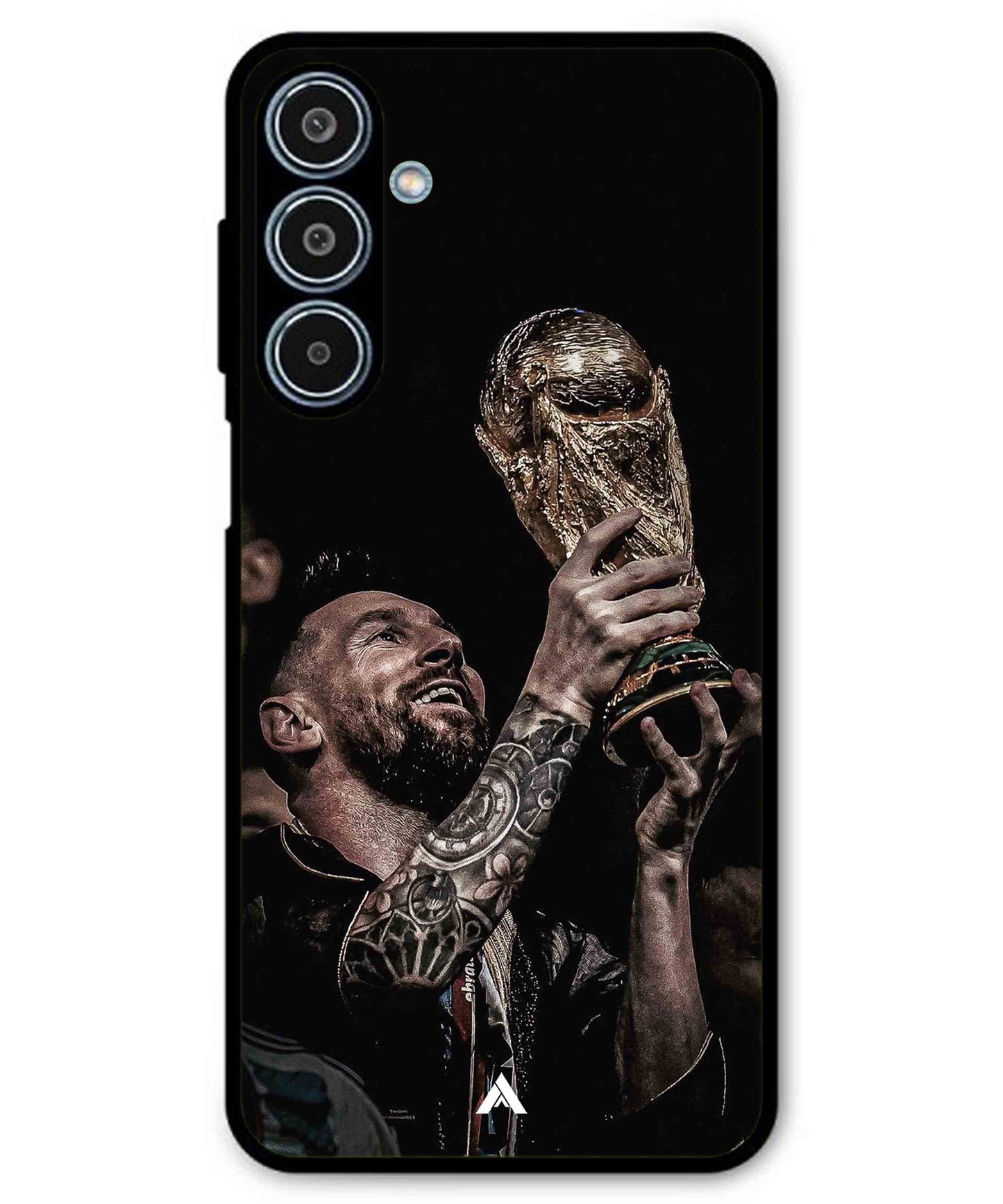 Messi Cup Football Aesthetic Metal Back Cover Phone Case for Samsung Galaxy M35