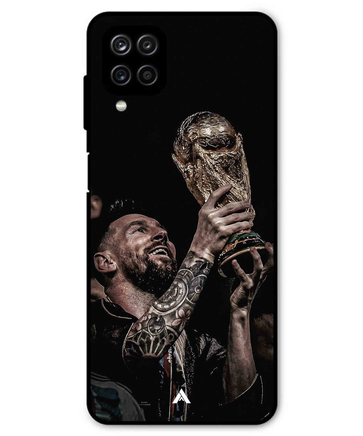 Messi Cup Football Aesthetic Metal Back Cover Phone Case for Samsung Galaxy M42