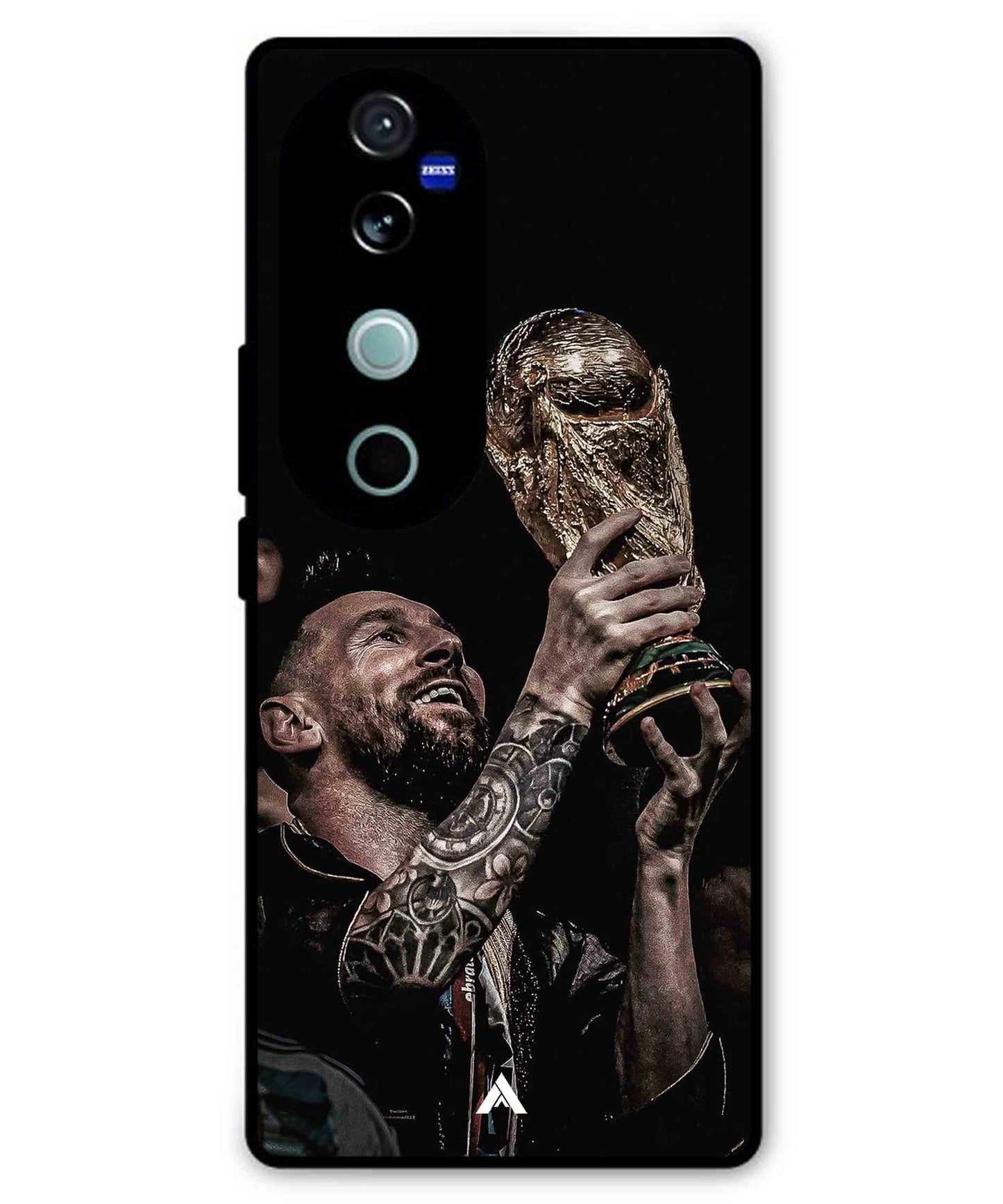 Messi Cup Football Aesthetic Metal Back Cover Phone Case for Vivo T3 Ultra