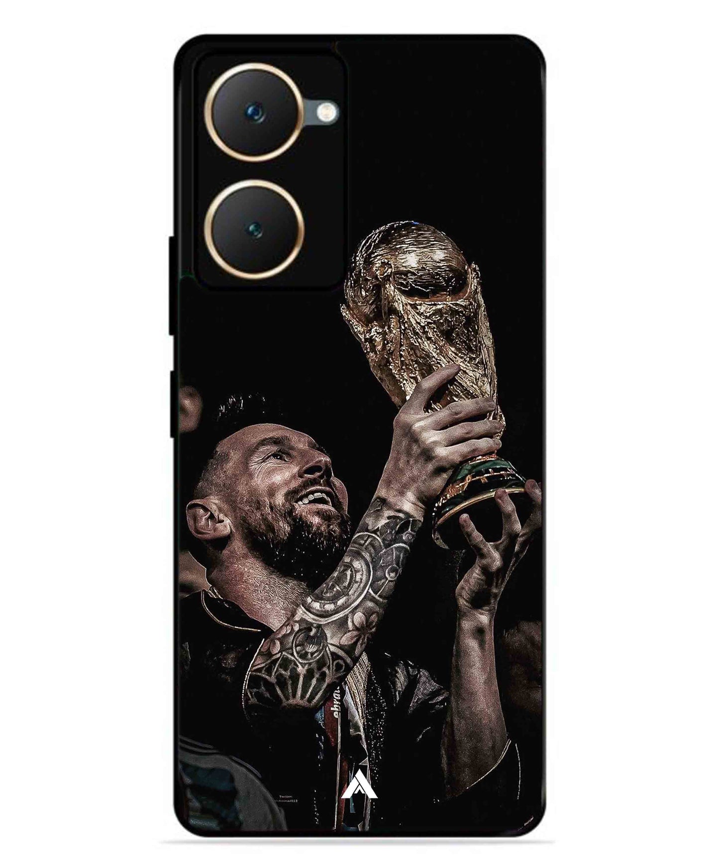 Messi Cup Football Aesthetic Metal Back Cover Phone Case for Vivo Y03 4G