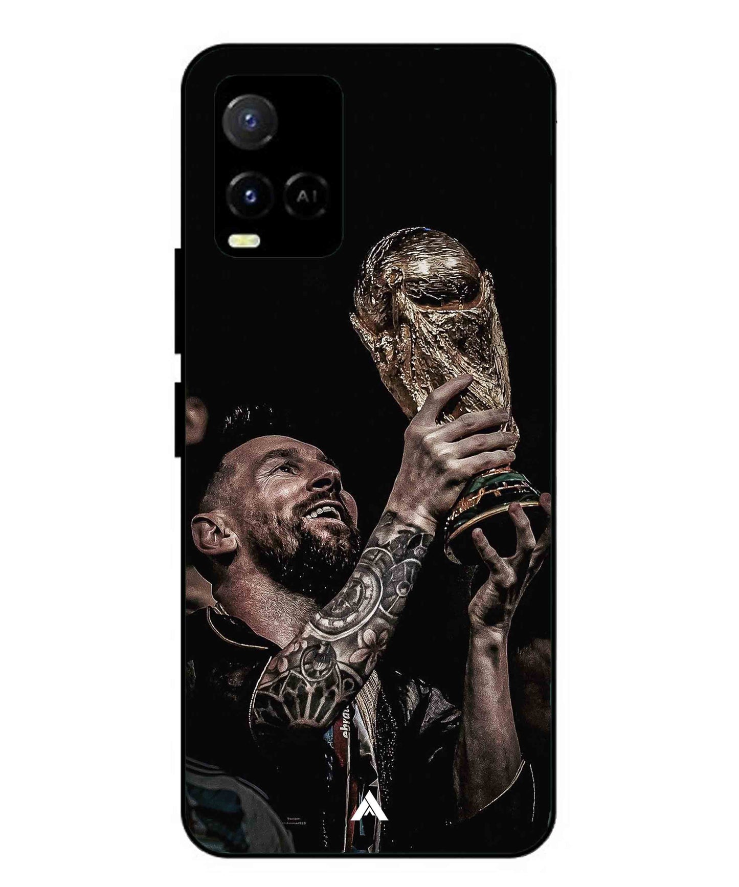 Messi Cup Football Aesthetic Metal Back Cover Phone Case for Vivo Y33s