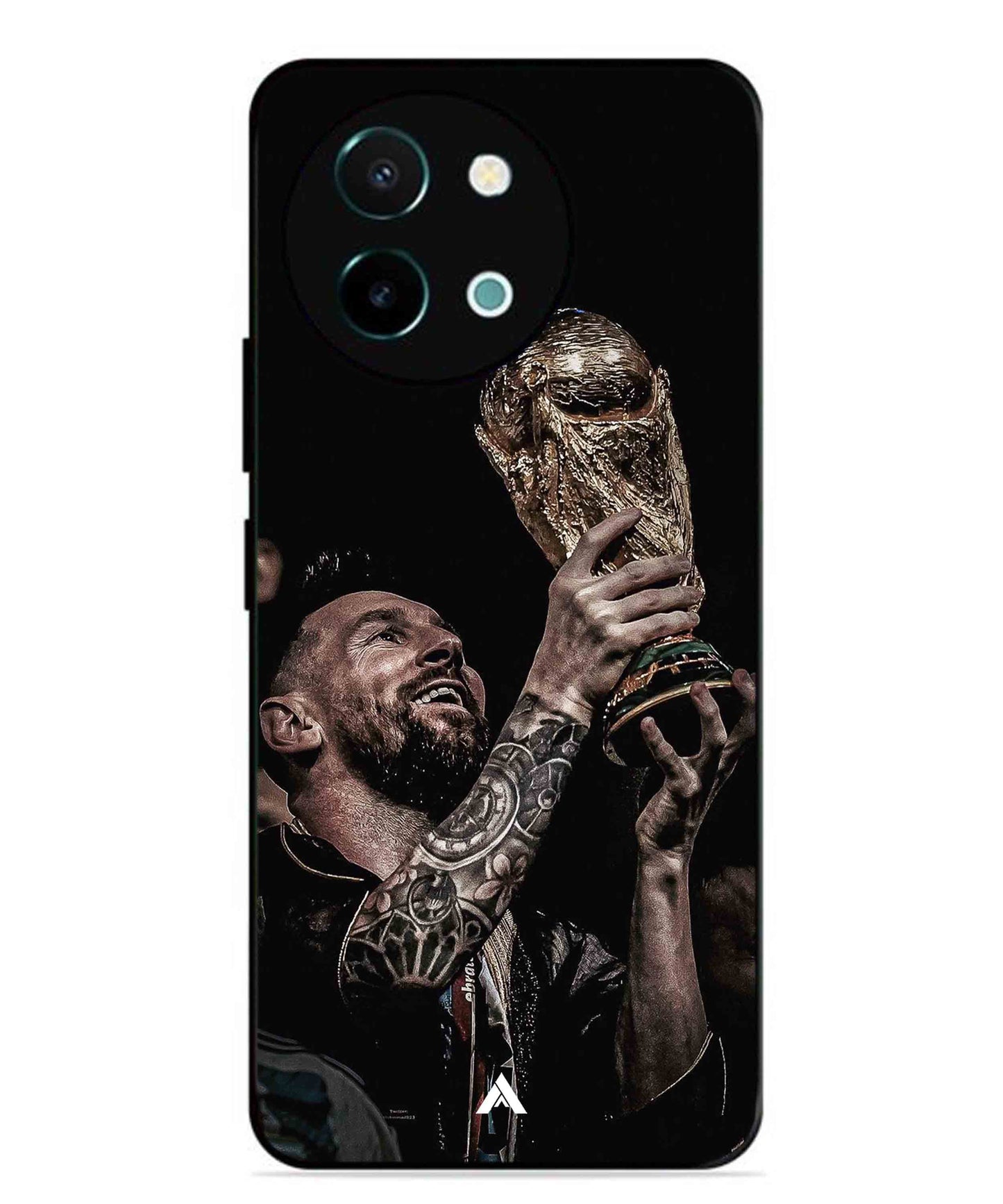 Messi Cup Football Aesthetic Metal Back Cover Phone Case for Vivo Y38