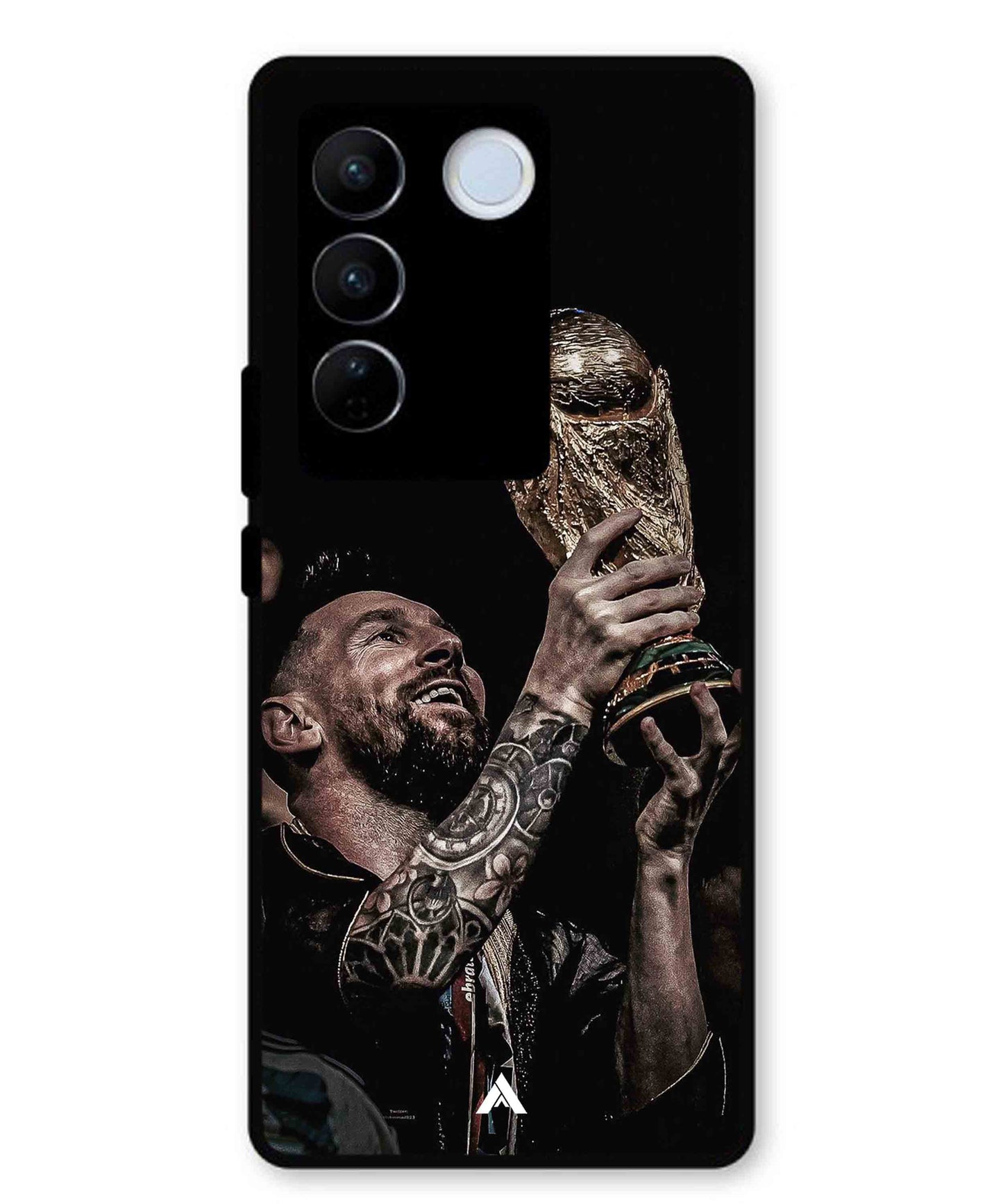 Messi Cup Football Aesthetic Metal Back Cover Phone Case for Vivo v27 Pro