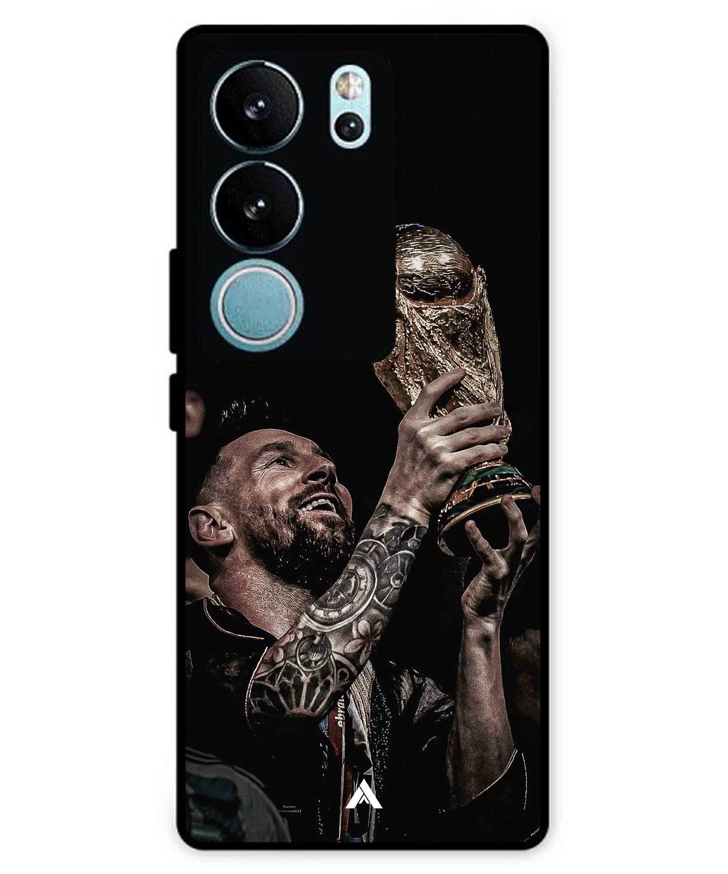 Messi Cup Football Aesthetic Metal Back Cover Phone Case for Vivo v29