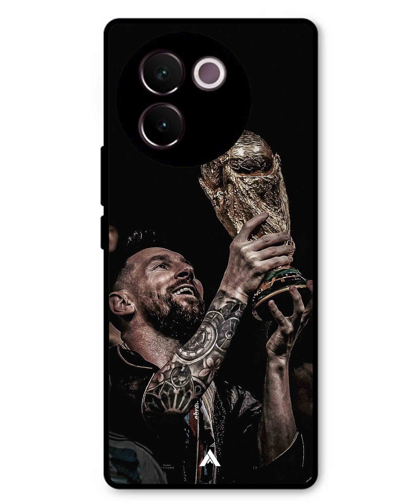 Messi Cup Football Aesthetic Metal Back Cover Phone Case for Vivo v30e