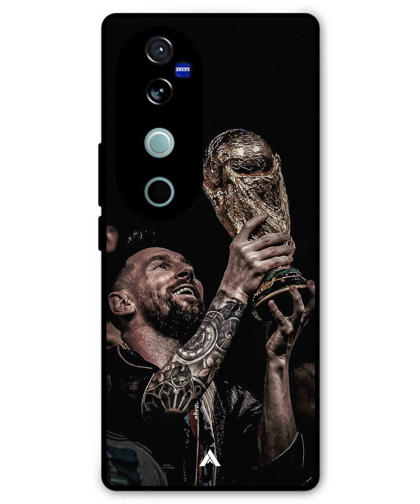 Messi Cup Football Aesthetic Metal Back Cover Phone Case for Vivo v40 Pro