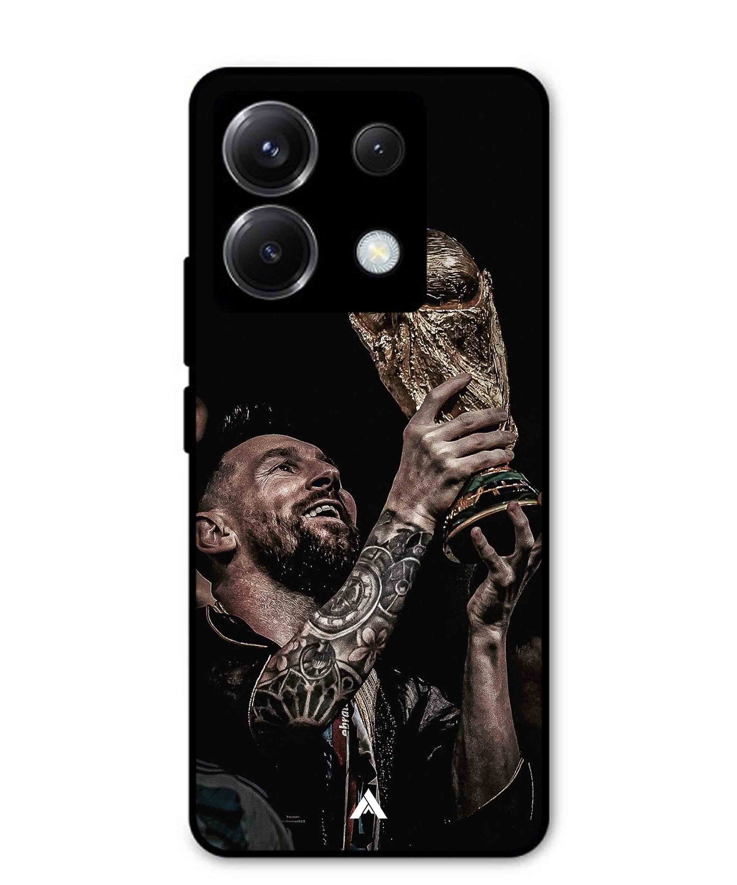 Messi Cup Football Aesthetic Metal Back Cover Phone Case for Xiaomi Redmi Note 13