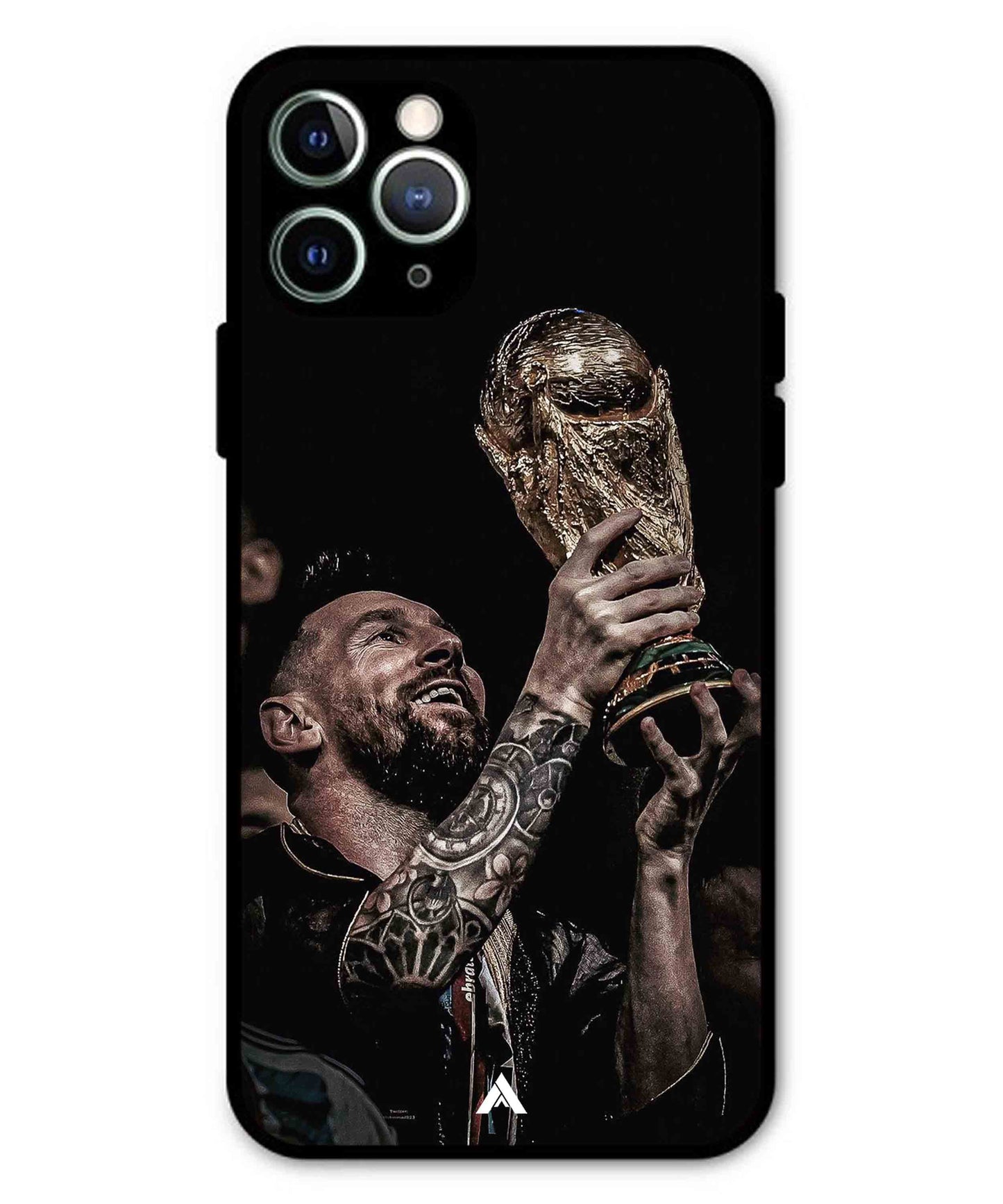 Messi Cup Football Aesthetic Metal Back Cover Phone Case for iPhone 11 Pro Max
