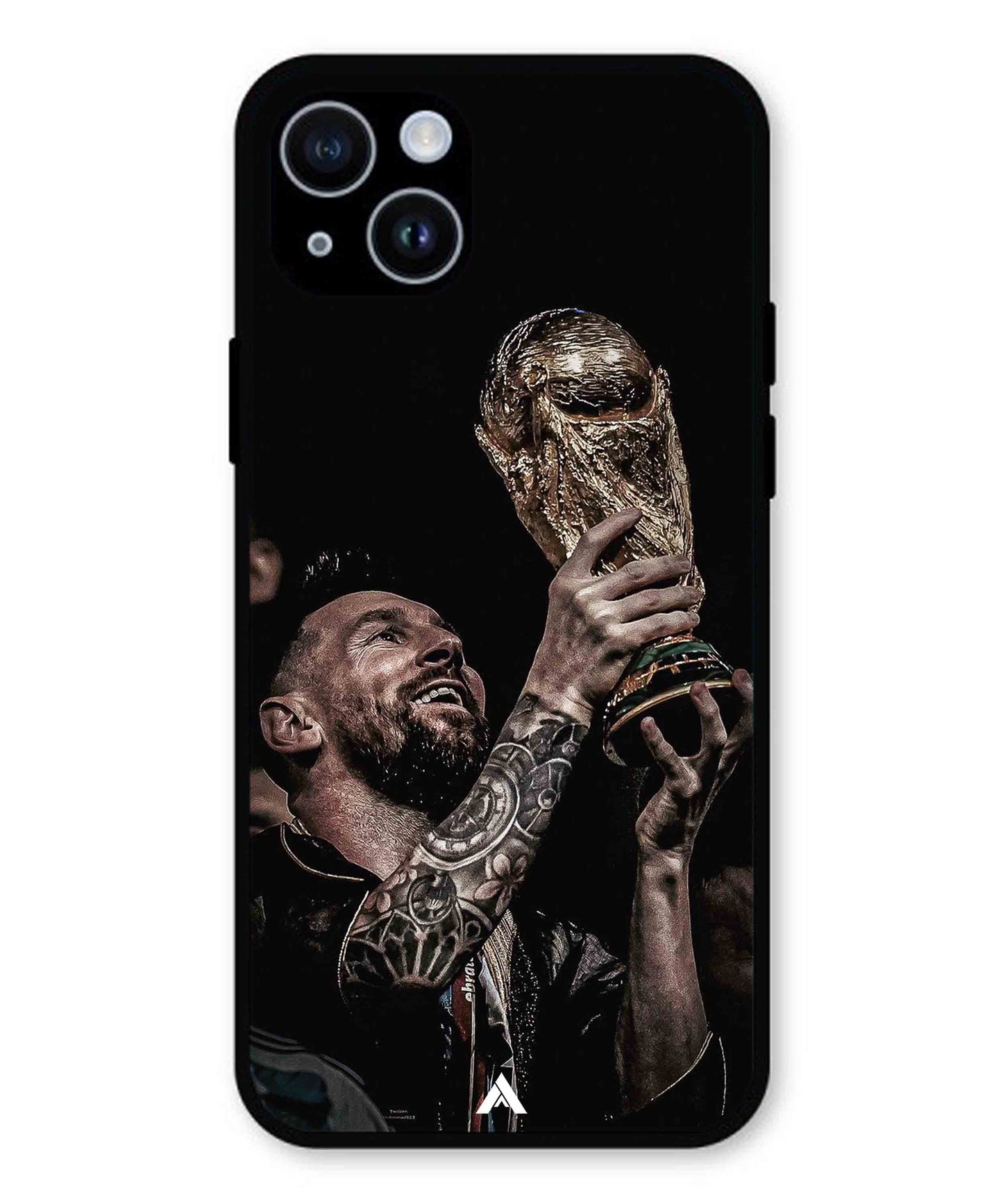 Messi Cup Football Aesthetic Metal Back Cover Phone Case for iPhone 14 Plus