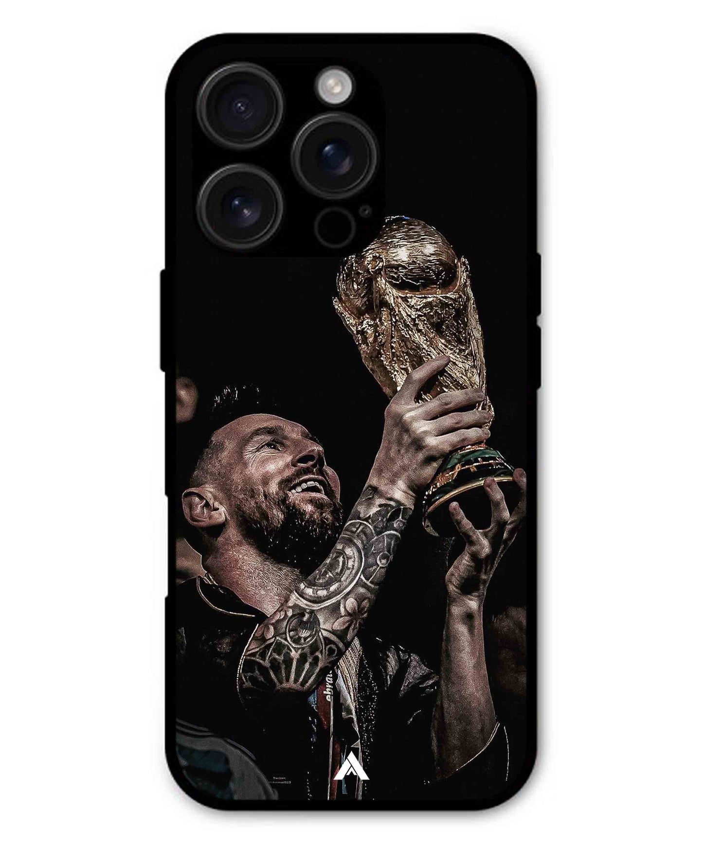 Messi Cup Football Aesthetic Metal Back Cover Phone Case for iPhone 15 Pro