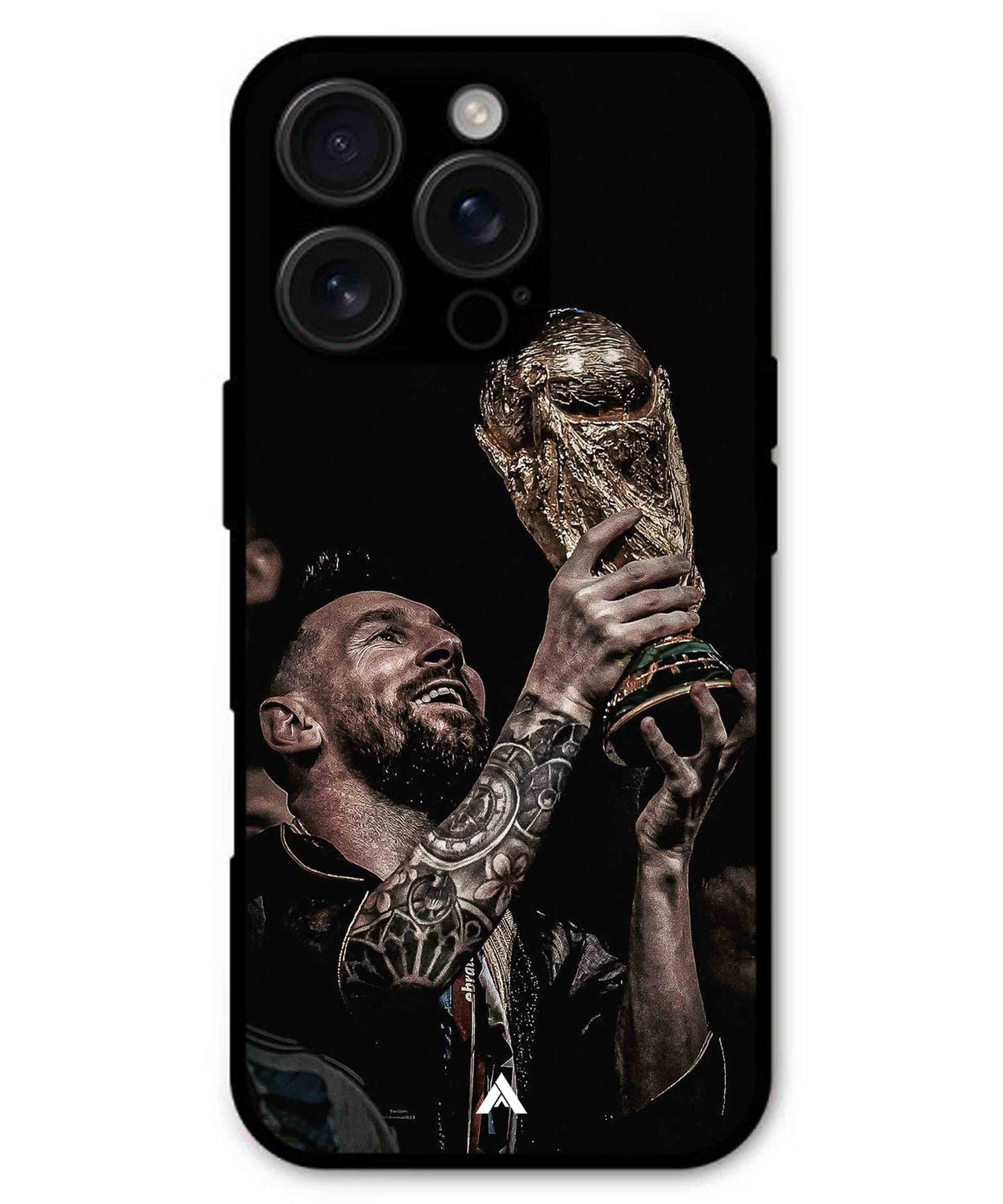 Messi Cup Football Aesthetic Metal Back Cover Phone Case for iPhone 16 ProMax