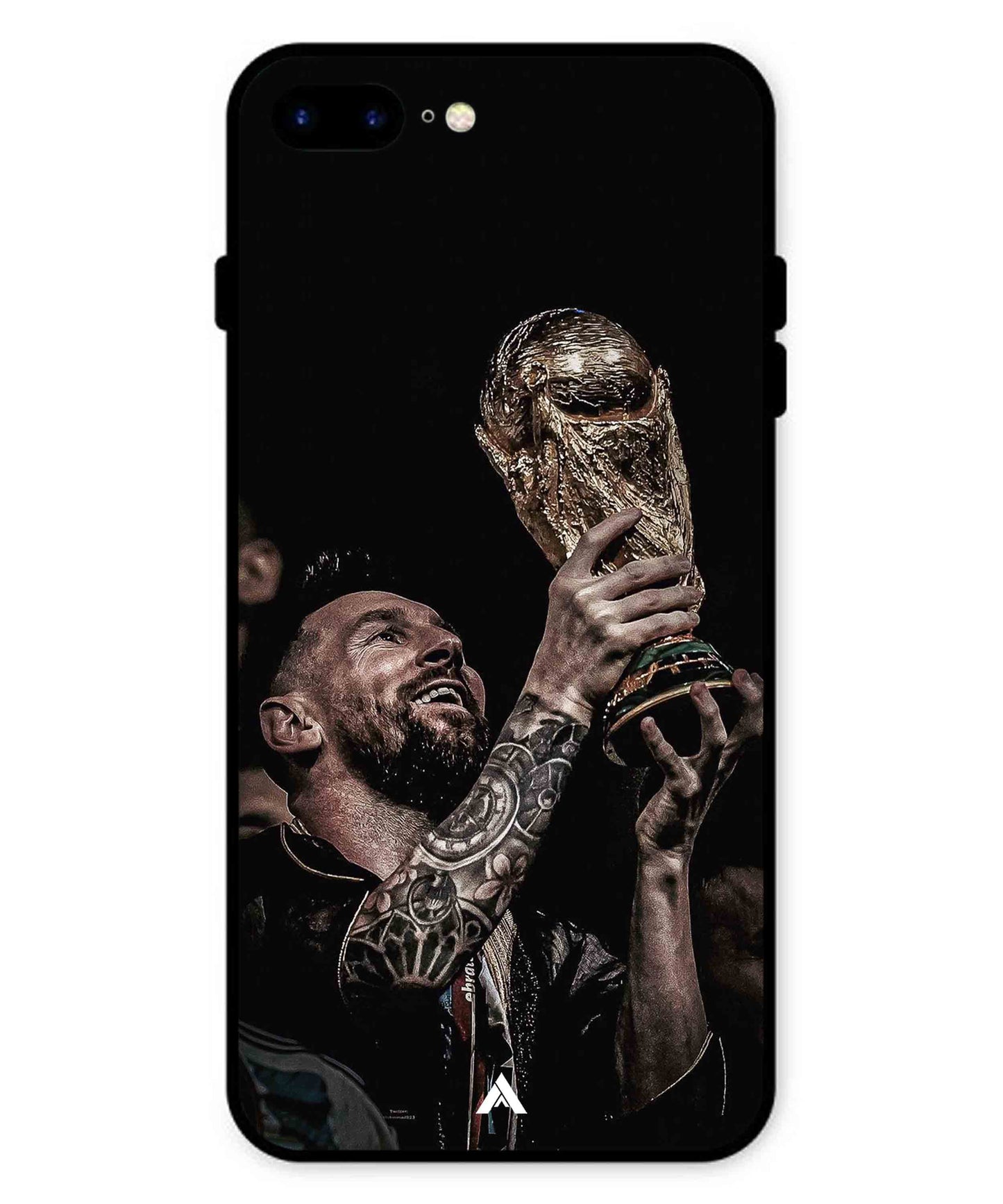 Messi Cup Football Aesthetic Metal Back Cover Phone Case for iPhone 8 Plus