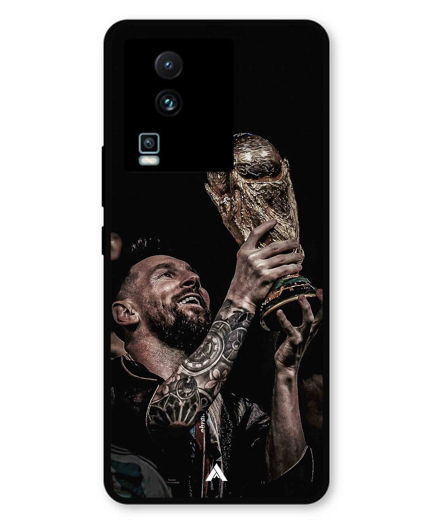 Messi Cup Football Aesthetic Metal Back Cover Phone Case for iQOO Neo 7