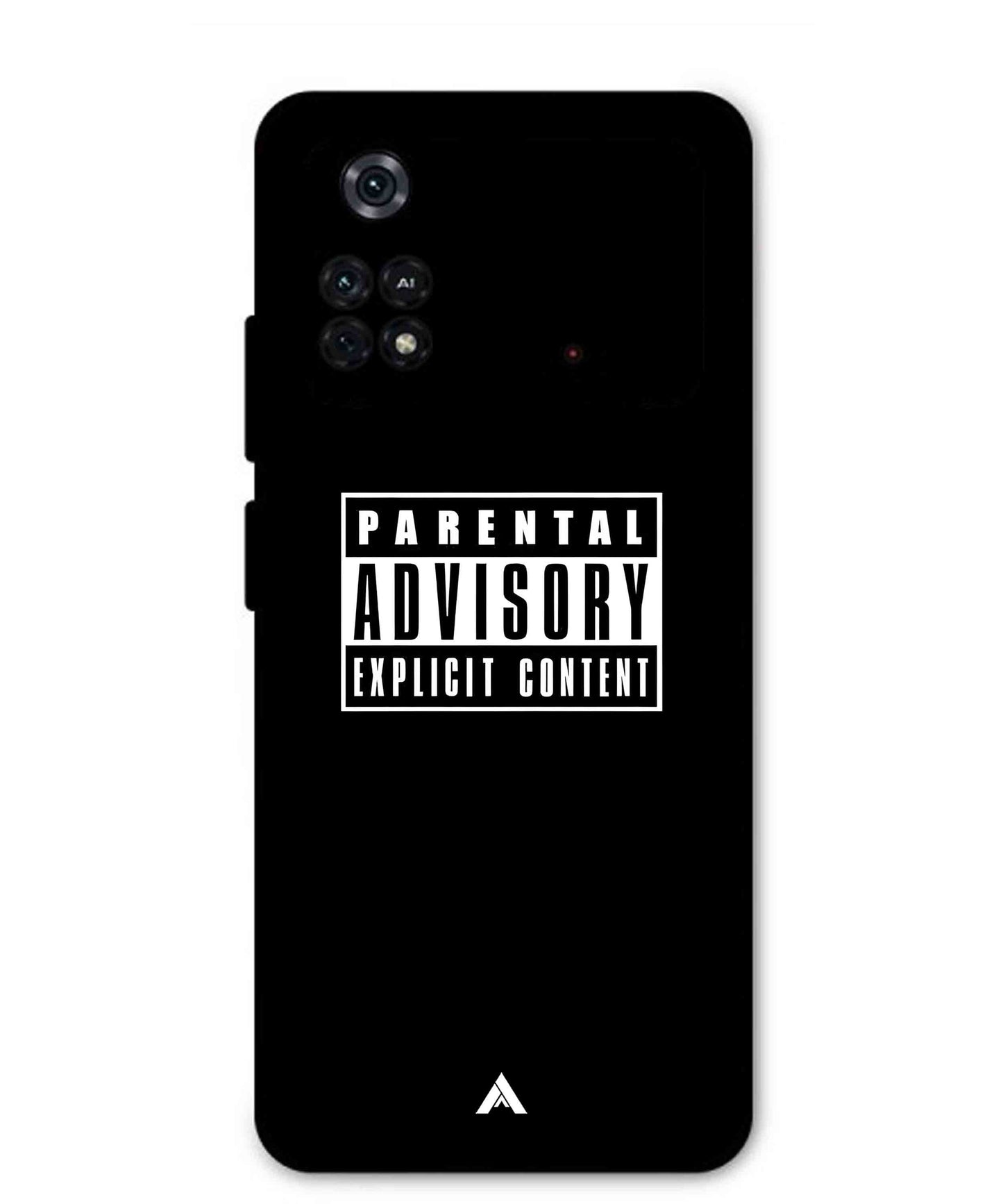 Parental Advisory Metal Back Cover Phone Case for Poco M4 Pro 4G