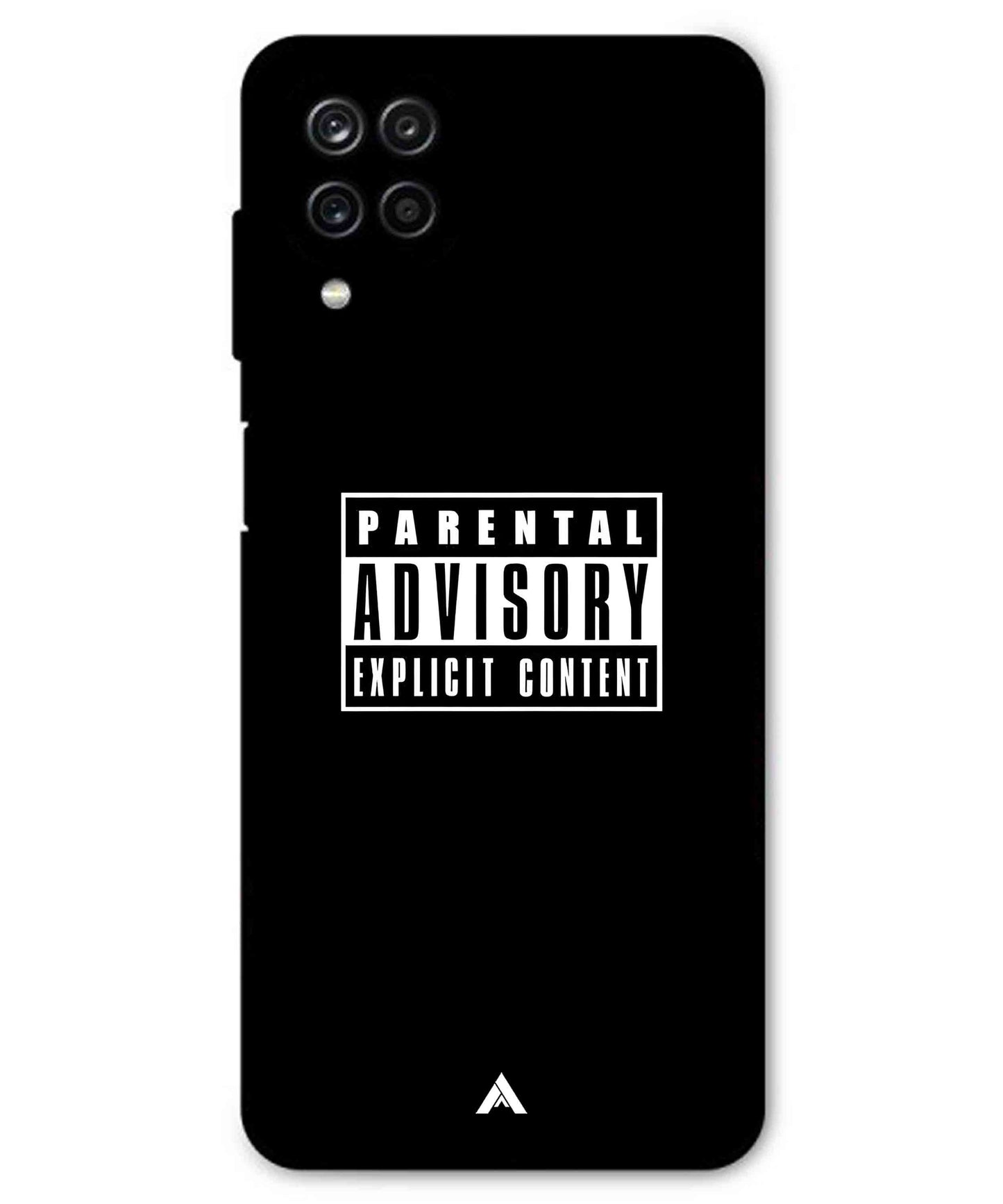 Parental Advisory Metal Back Cover Phone Case for Samsung Galaxy A12