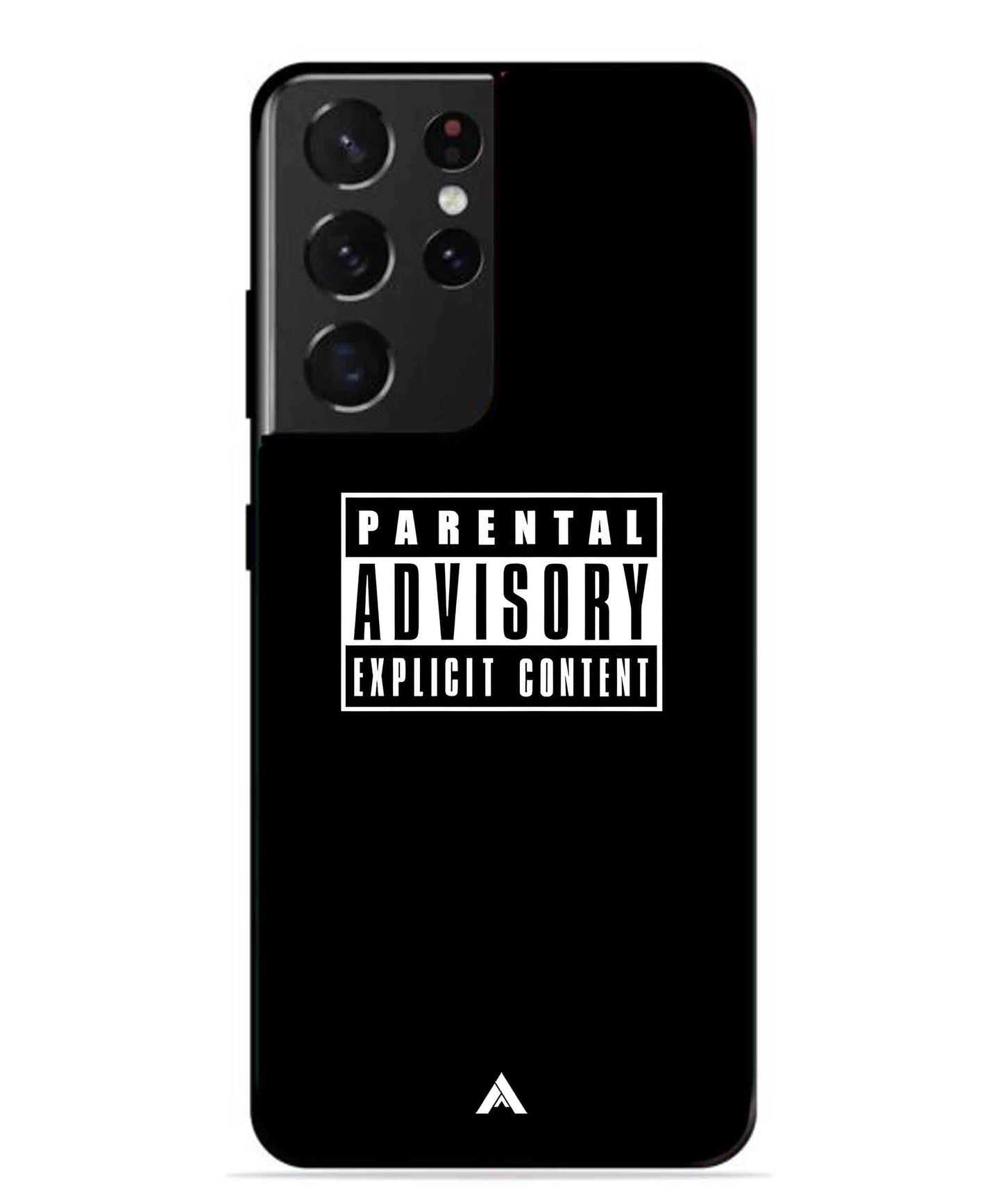 Parental Advisory Metal Back Cover Phone Case for Samsung Galaxy S21 Ultra