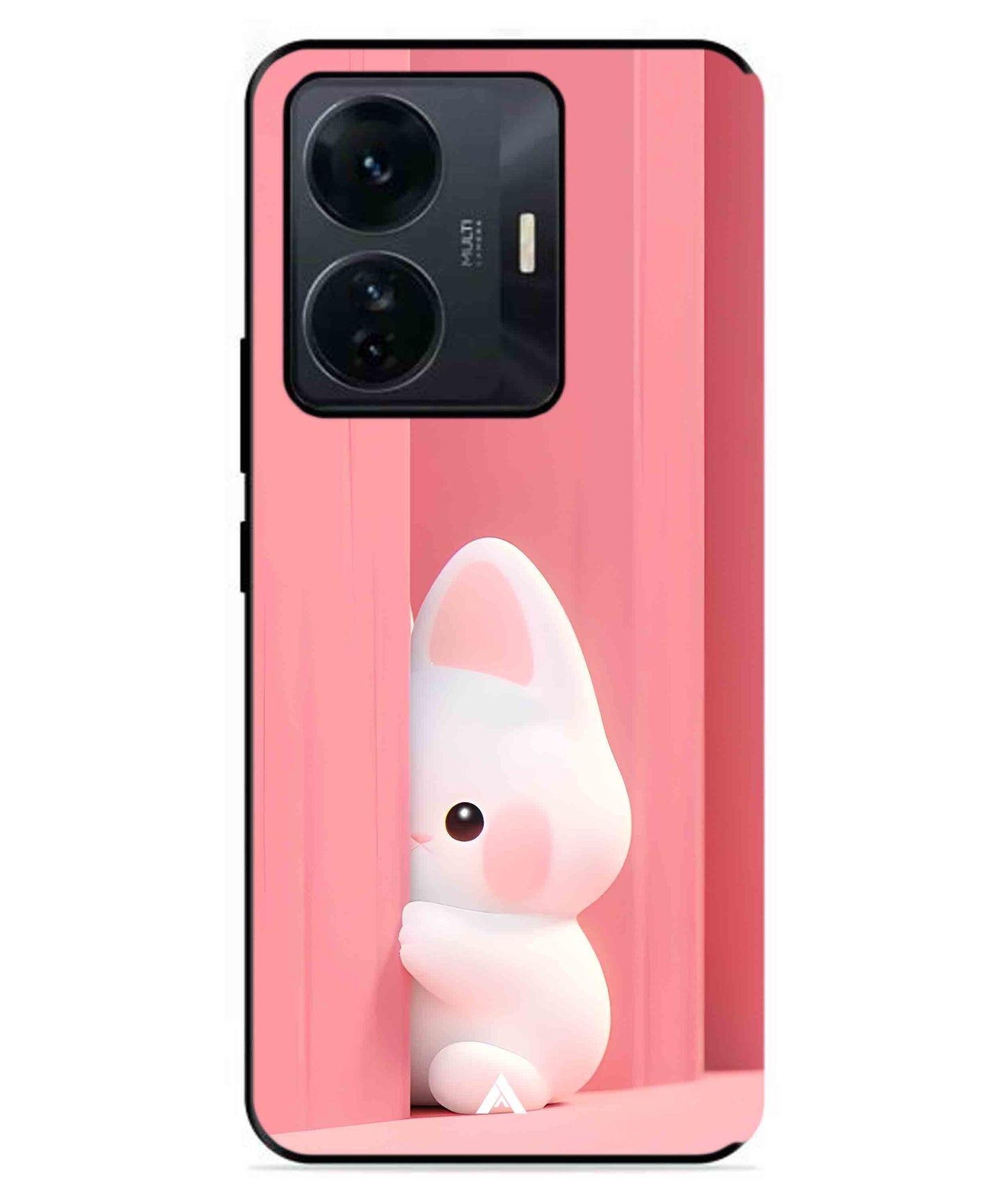Pink Bunny Metal Back Cover Phone Case for IQOO Z6 Pro