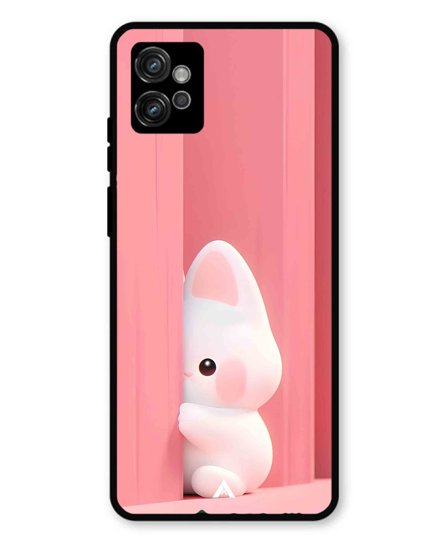 Pink Bunny Metal Back Cover Phone Case for Moto G32