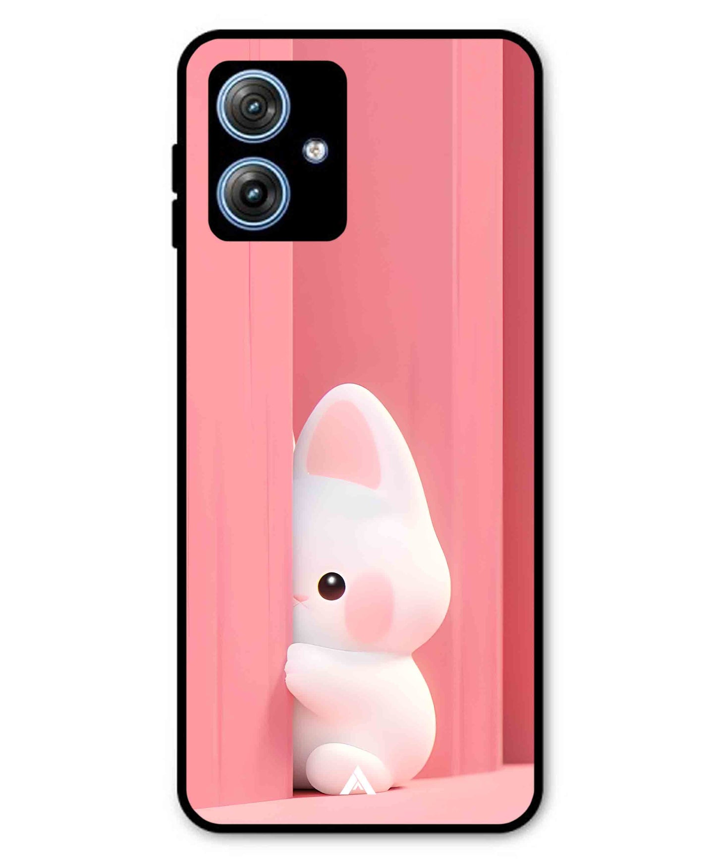 Pink Bunny Metal Back Cover Phone Case for Moto G54