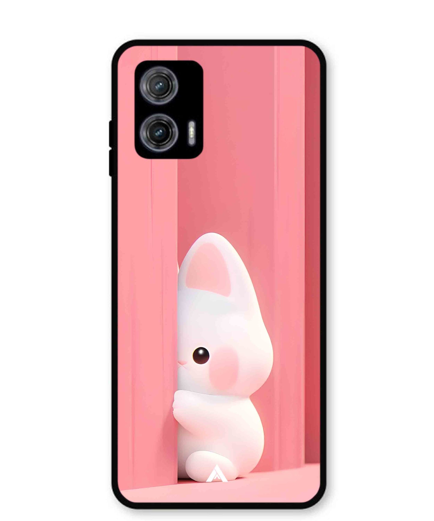 Pink Bunny Metal Back Cover Phone Case for Moto G73