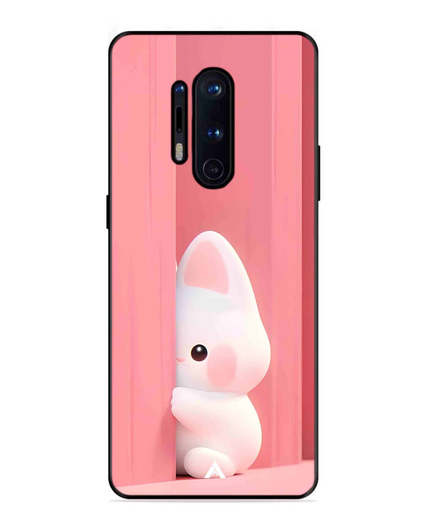 Pink Bunny Metal Back Cover Phone Case for Oneplus 8 Pro