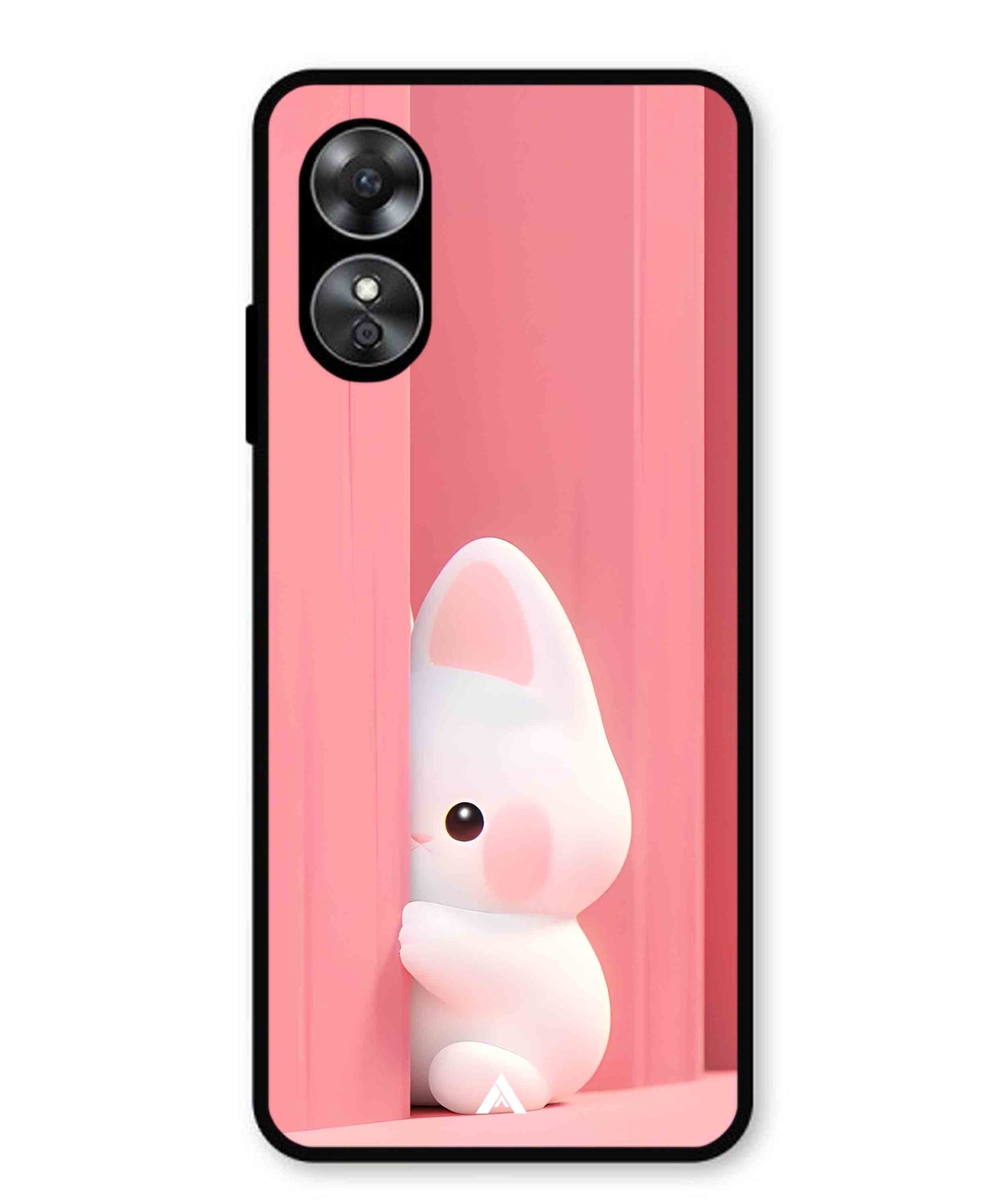 Pink Bunny Metal Back Cover Phone Case for Oppo A17K