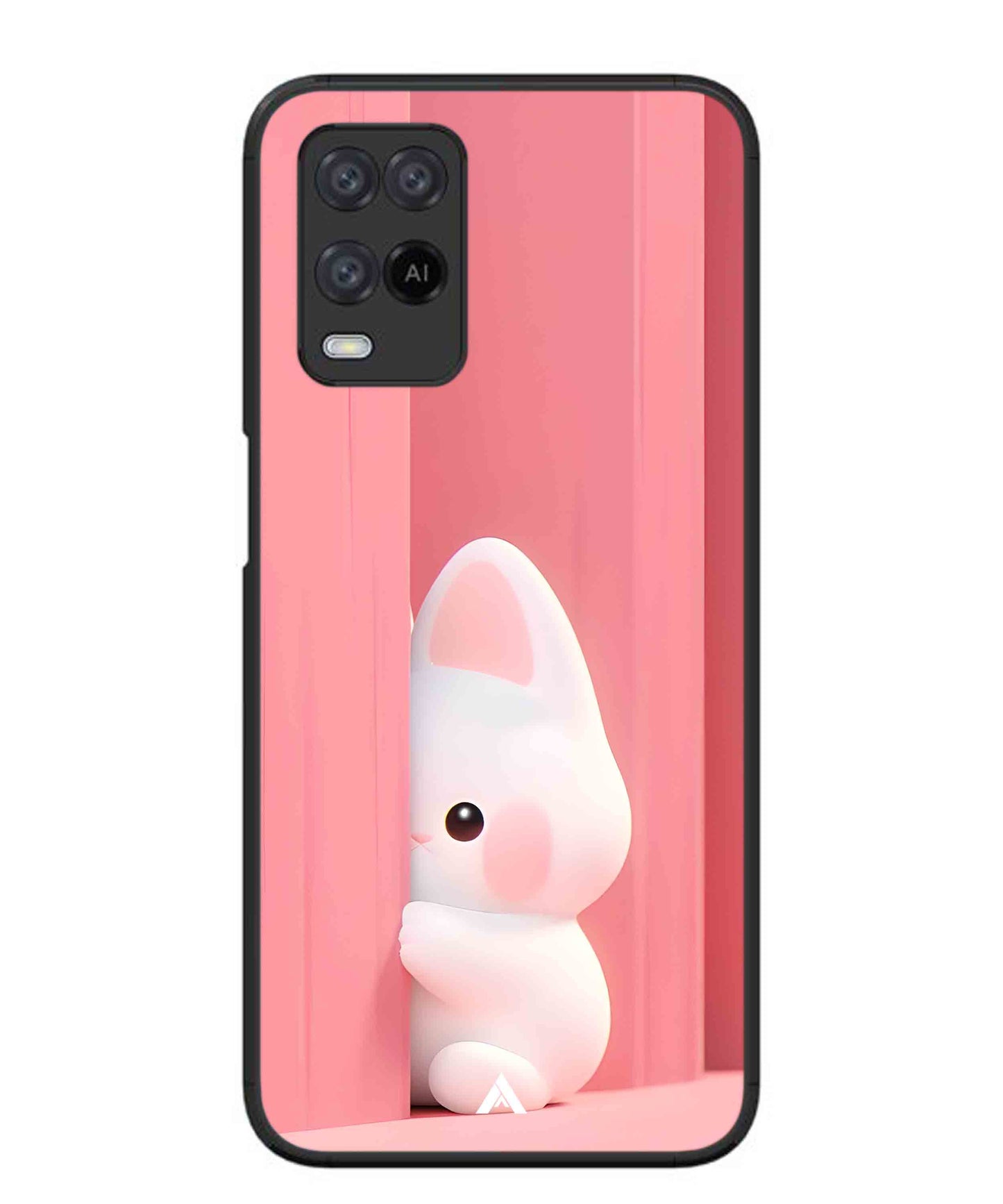 Pink Bunny Metal Back Cover Phone Case for Oppo A54