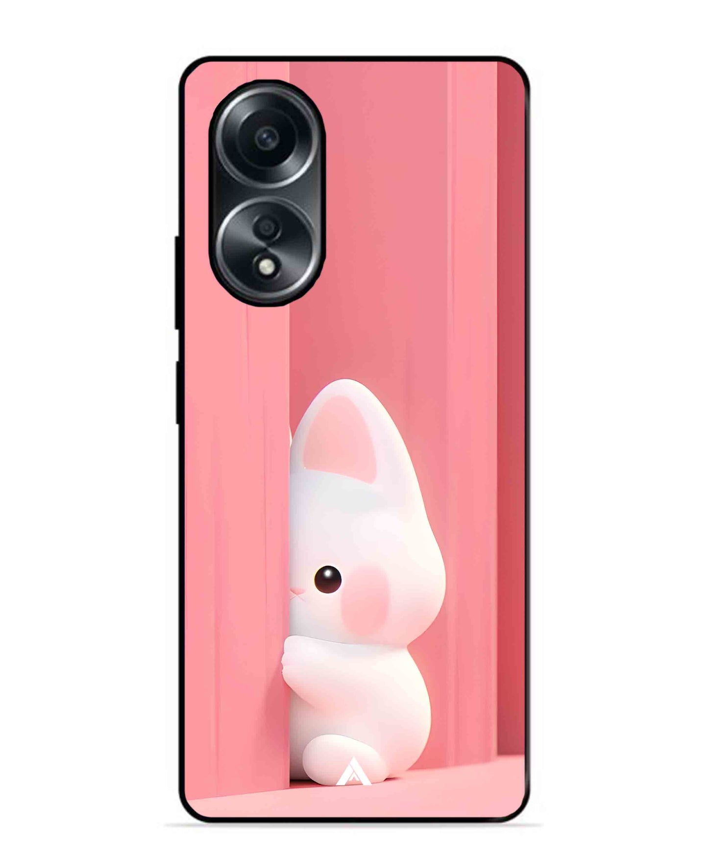 Pink Bunny Metal Back Cover Phone Case for Oppo A58