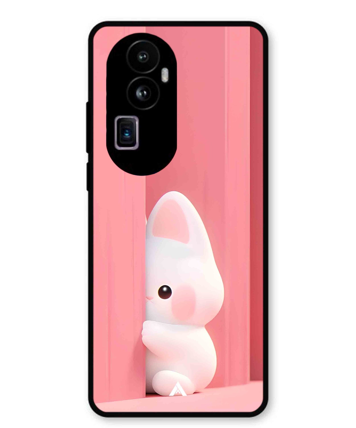 Pink Bunny Metal Back Cover Phone Case for Oppo Reno 10 Pro Plus