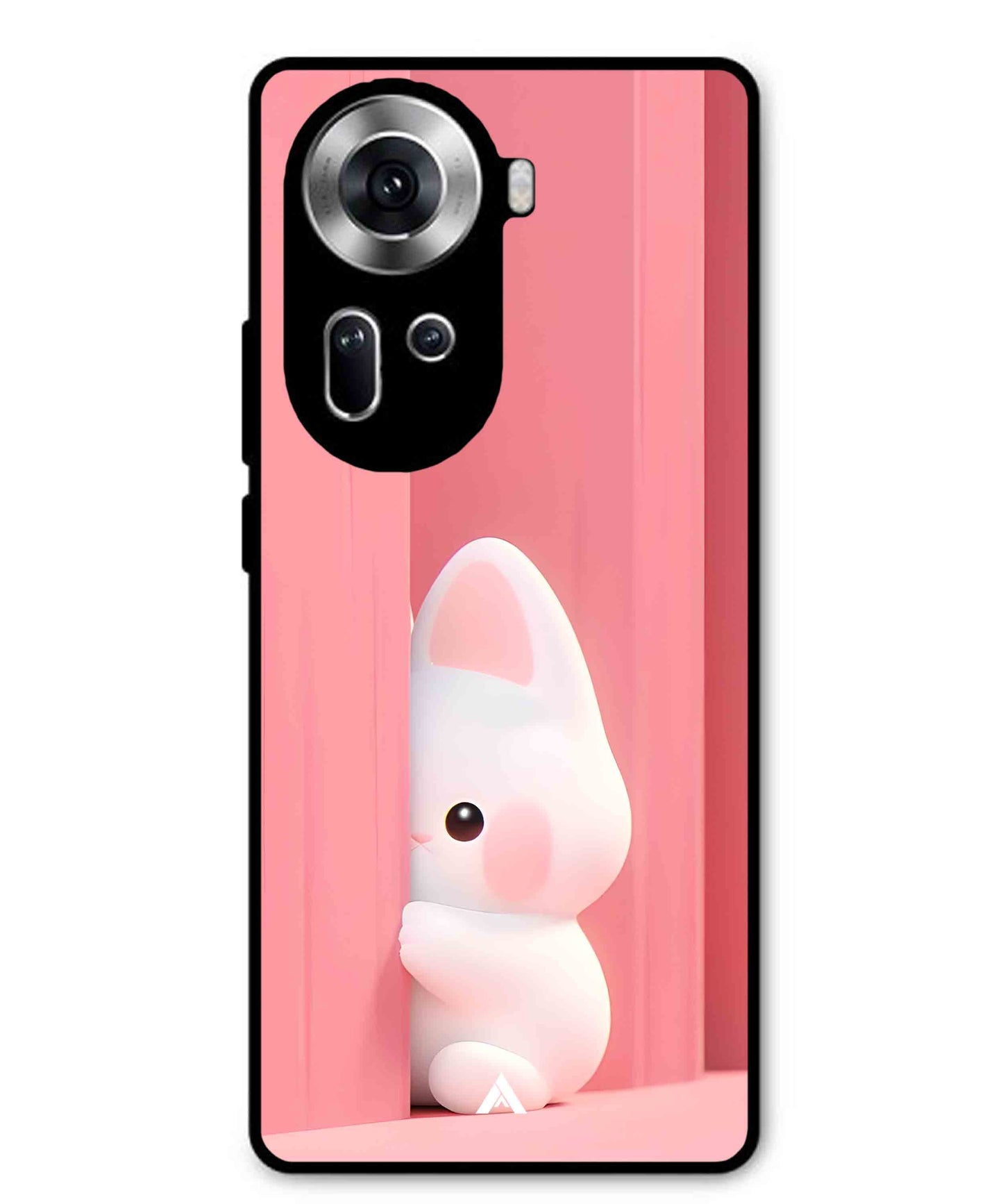 Pink Bunny Metal Back Cover Phone Case for Oppo Reno 11
