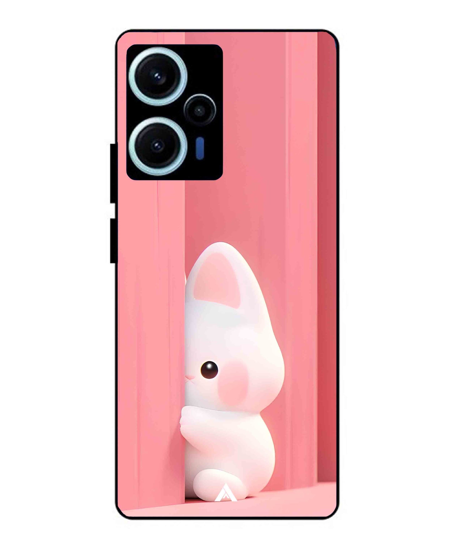 Pink Bunny Metal Back Cover Phone Case for Poco F5