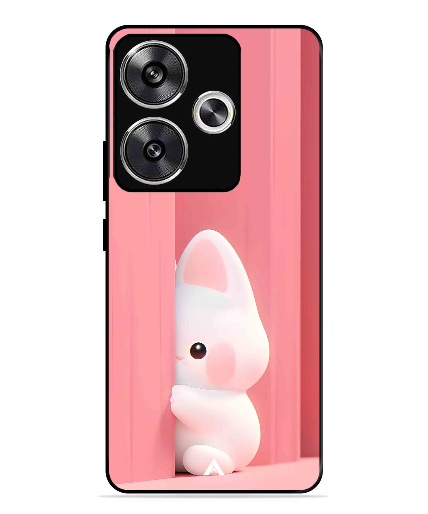 Pink Bunny Metal Back Cover Phone Case for Poco F6