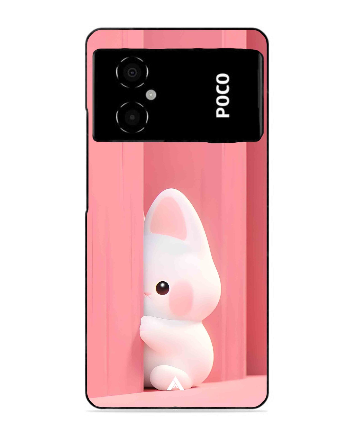 Pink Bunny Metal Back Cover Phone Case for Poco M4 5G