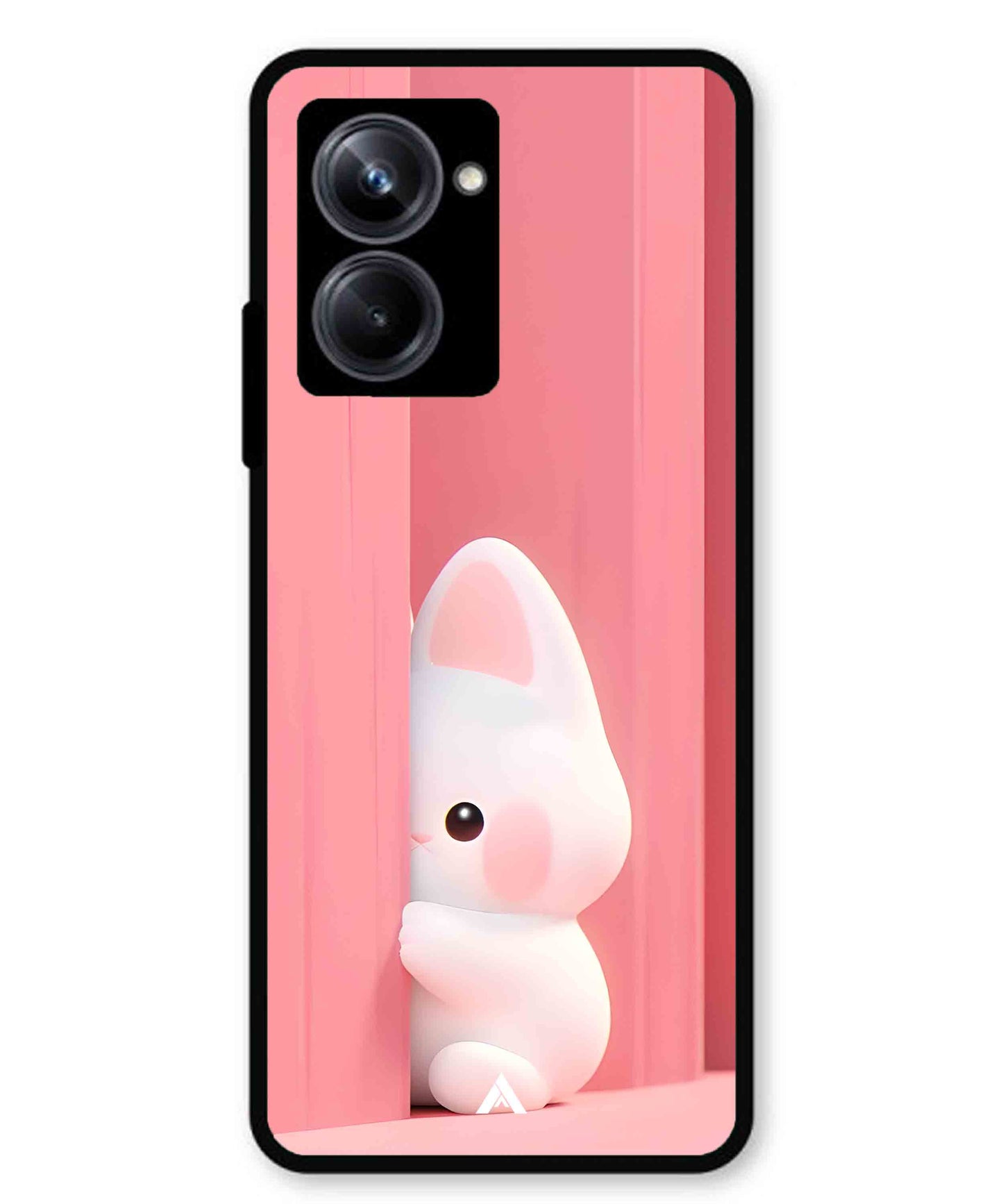 Pink Bunny Metal Back Cover Phone Case for Realme 10 Pro