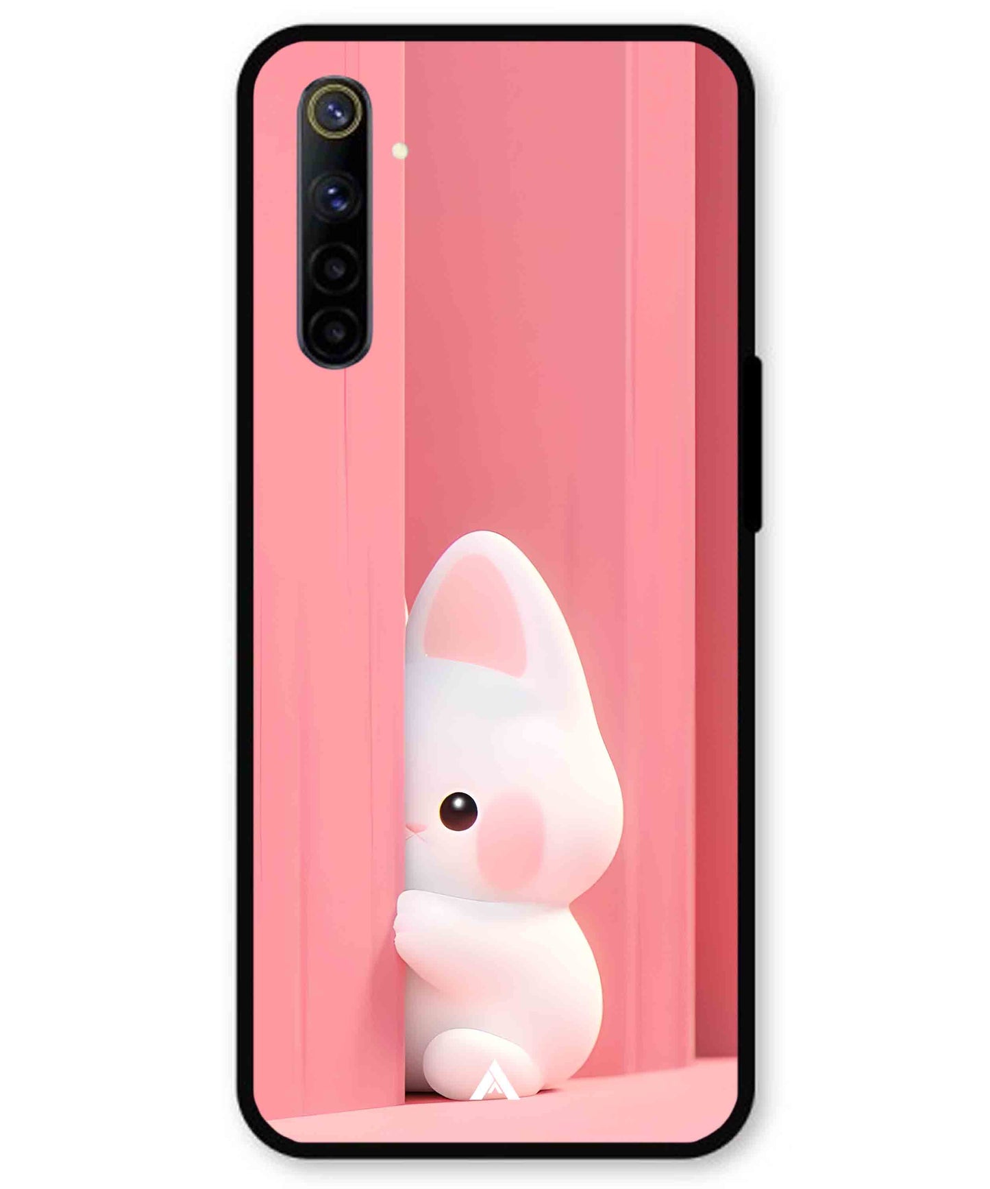 Pink Bunny Metal Back Cover Phone Case for Realme 6